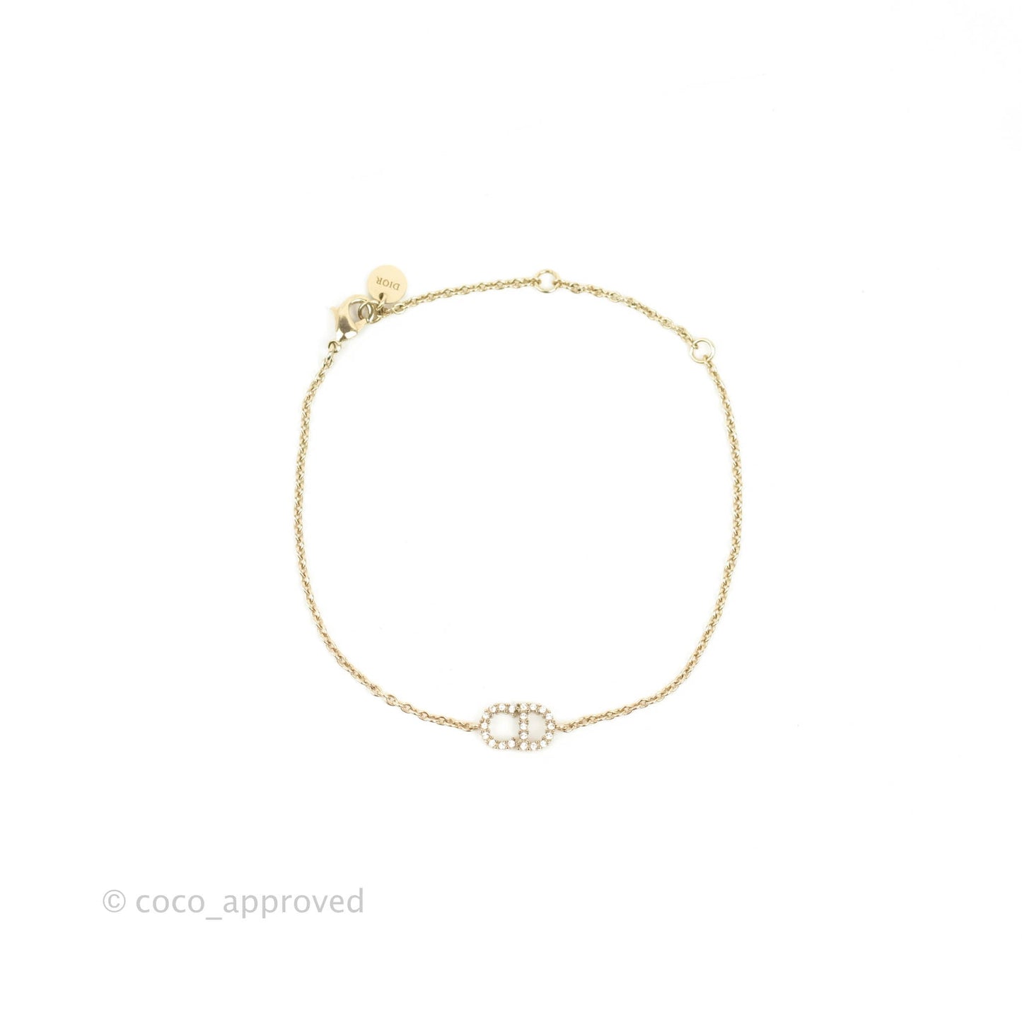 Christian Dior Crystal CD Bracelet Gold Tone
