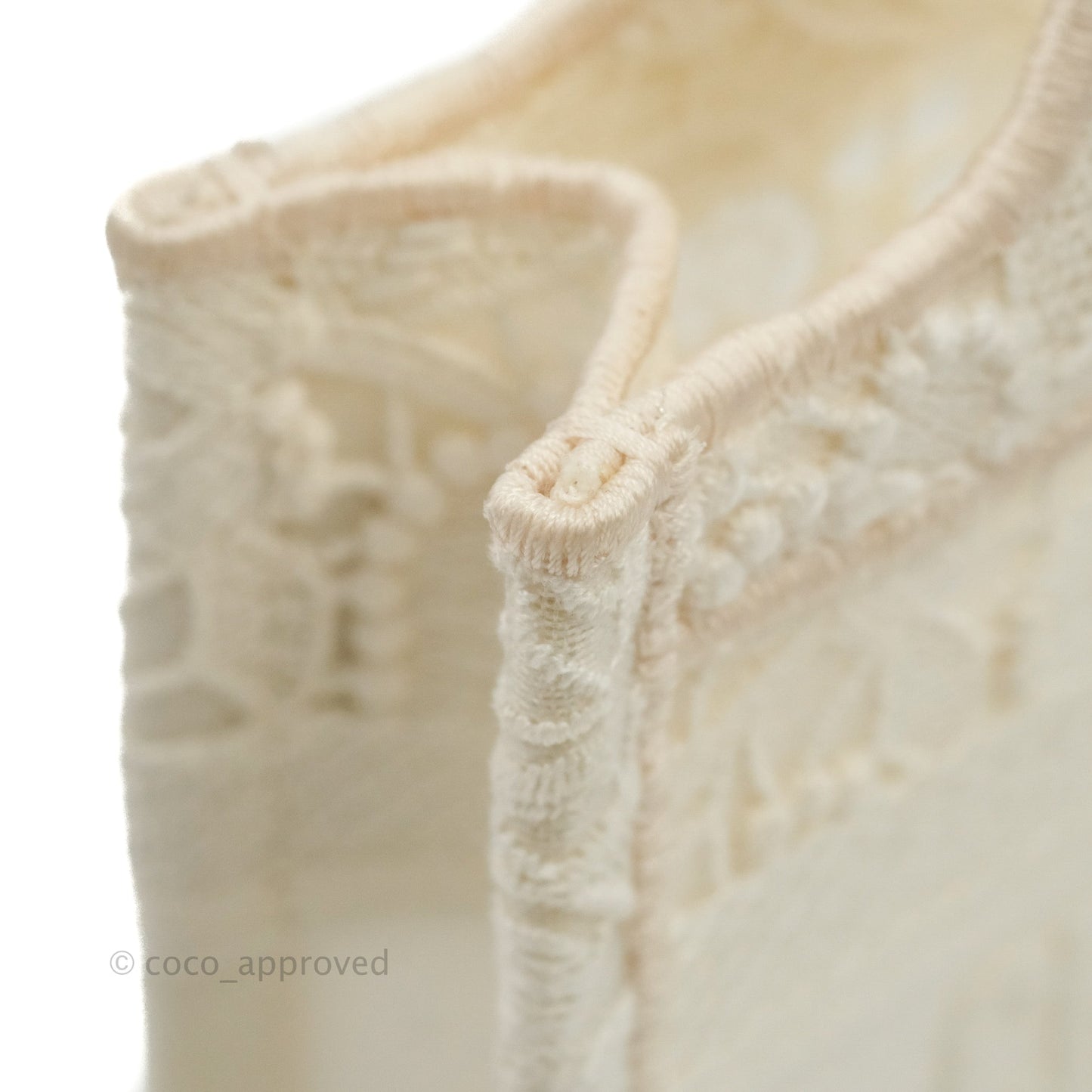 Dior Mini Book Tote Natural Macramé-Effect Embroidery
