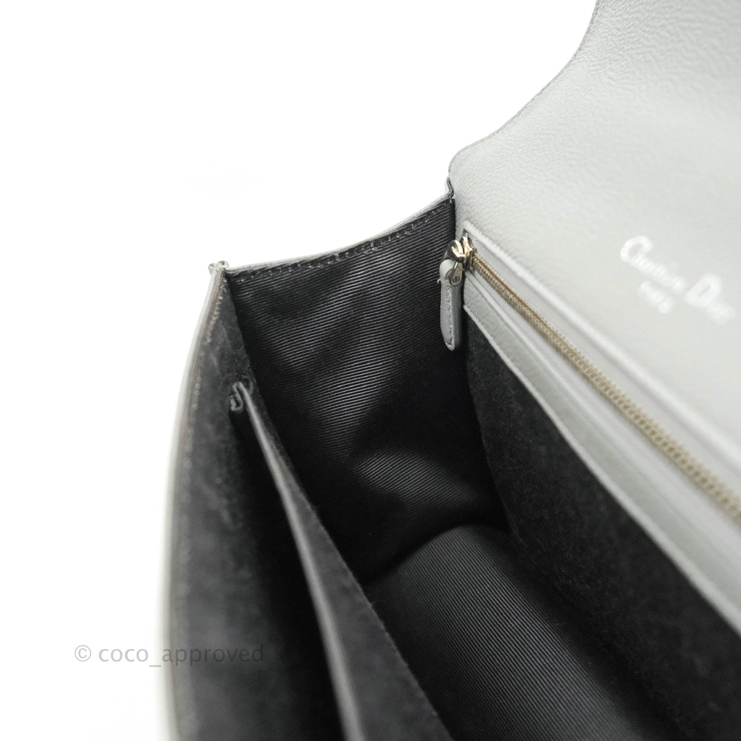 Christian Dior Medium Diorama Calfskin Flap Bag Grey Silver Hardware