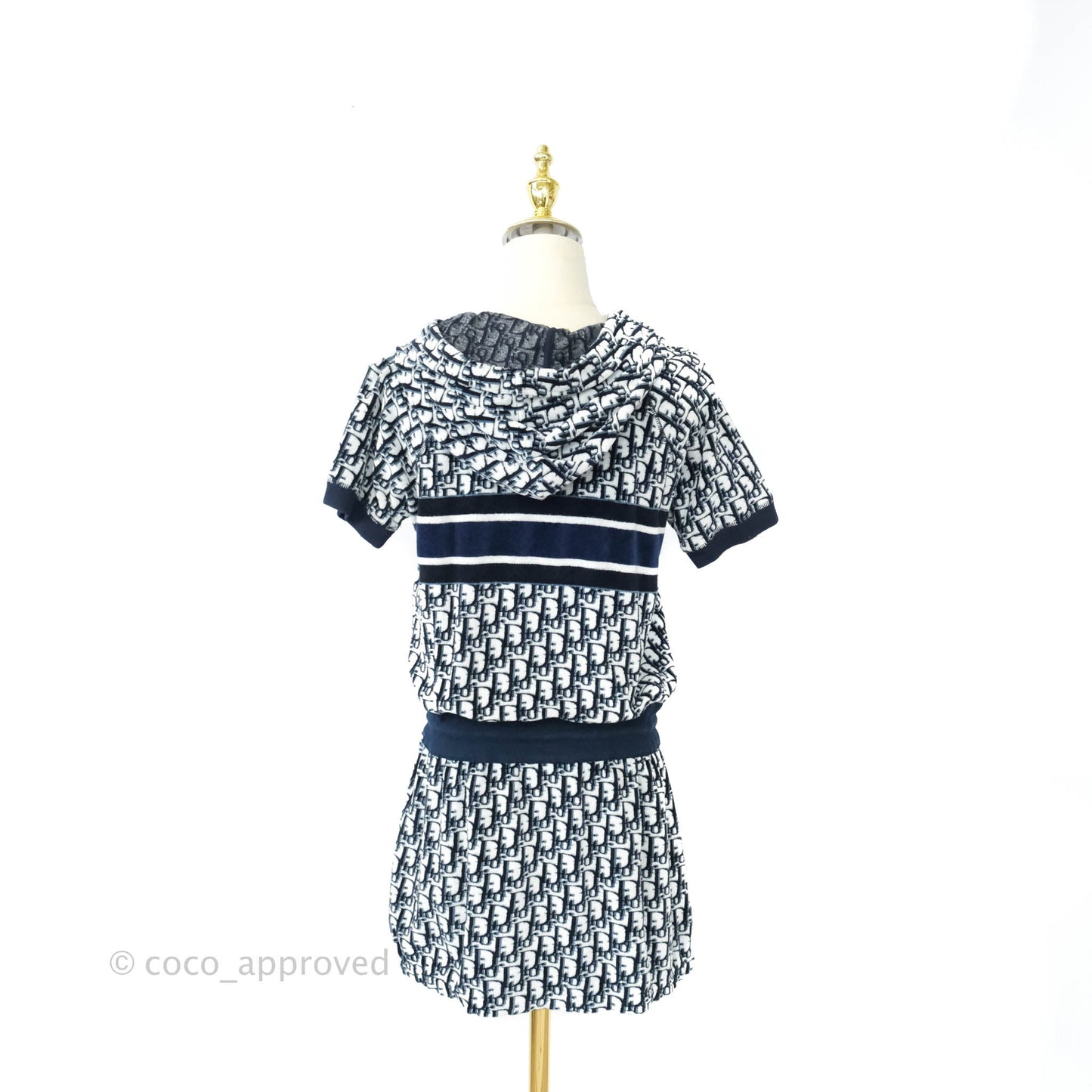 Christian Dior Short Hooded Dress Navy Dior Oblique Motif