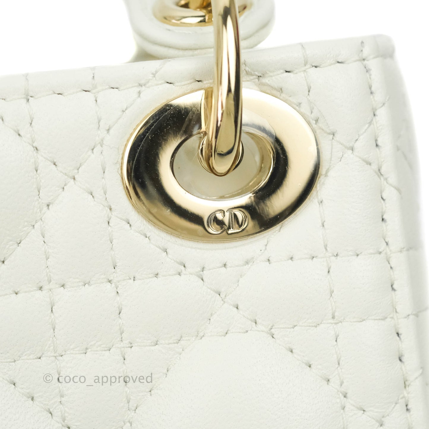 Christian Dior Micro Lady Dior Cannage Ivory White Lambskin Gold Hardware