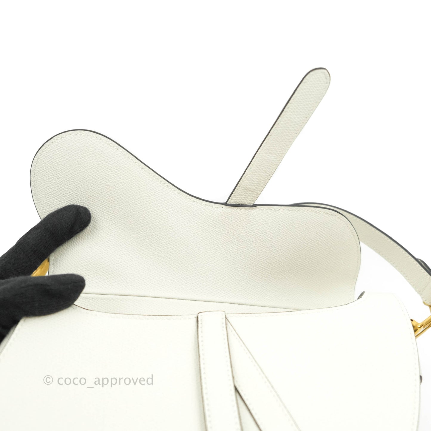 Christian Dior Saddle Bag White Grained Calfskin Gold Hardware