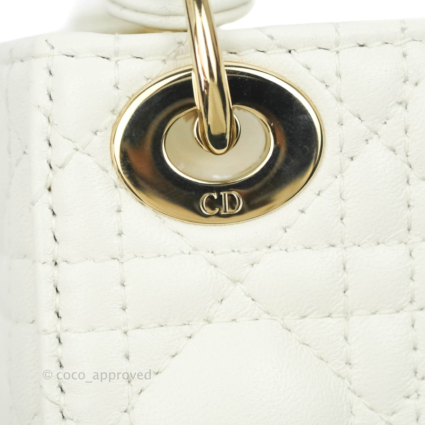 Christian Dior Micro Lady Dior Cannage Ivory White Lambskin Gold Hardware