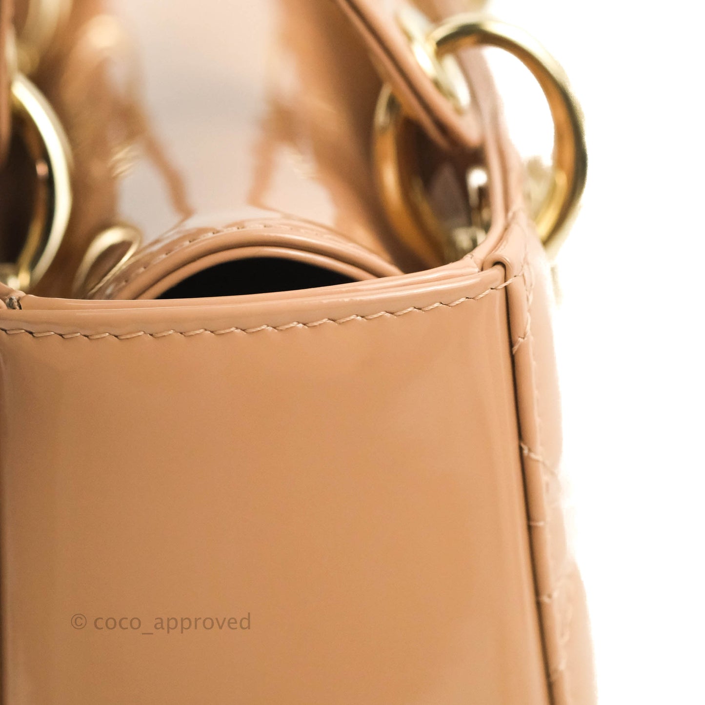Christian Dior Lady Dior Beige Pink Patent Gold Hardware