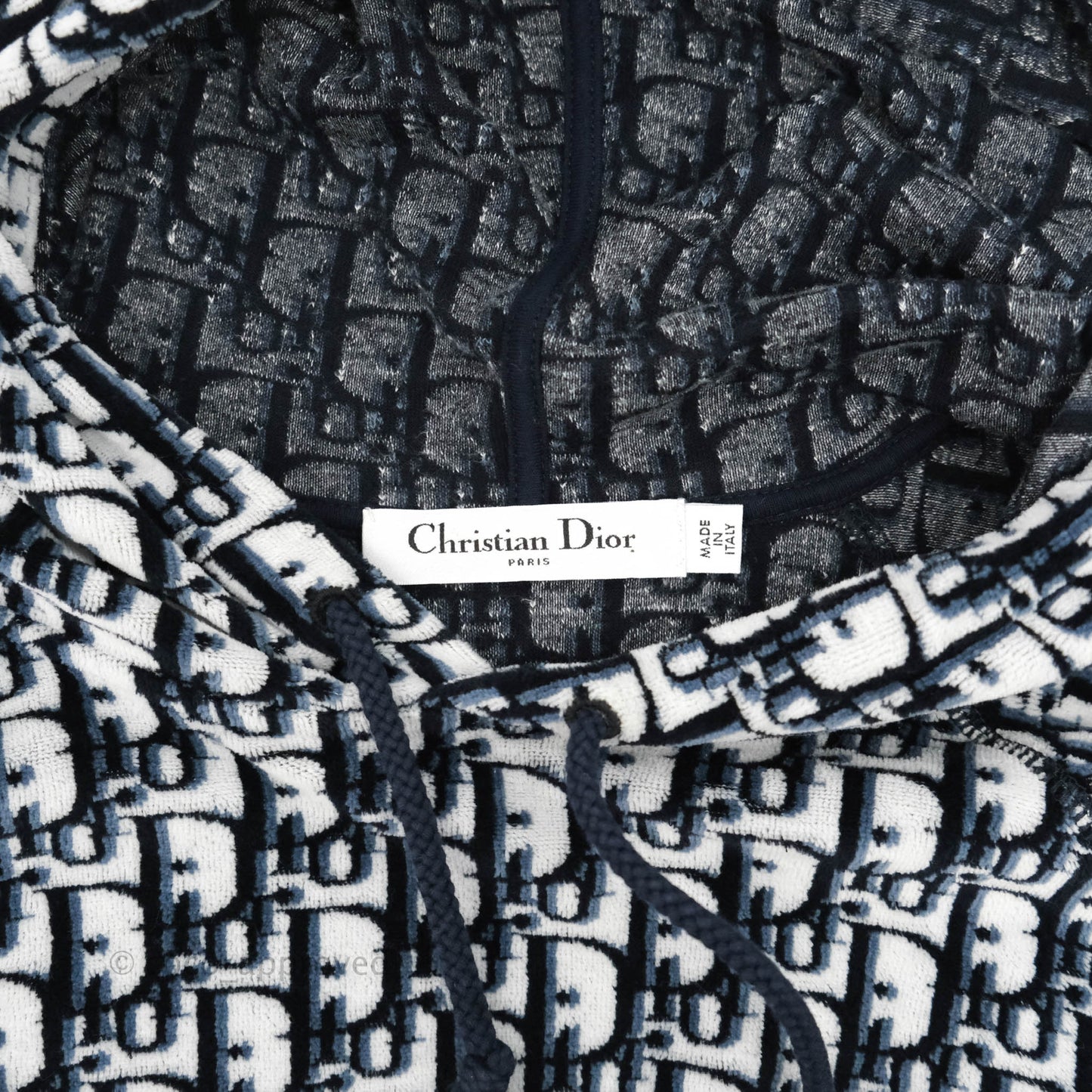 Christian Dior Short Hooded Dress Navy Dior Oblique Motif