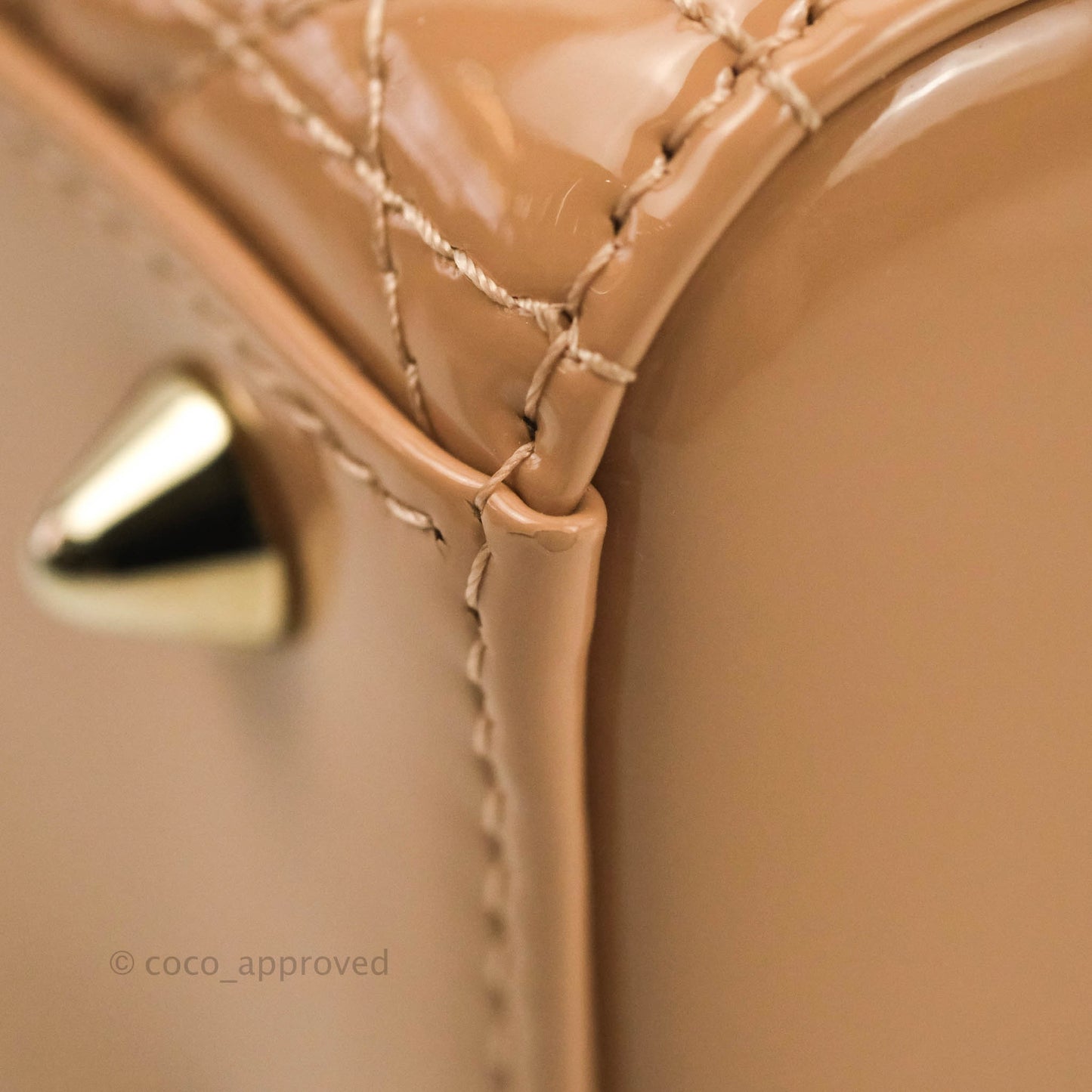 Christian Dior Lady Dior Beige Pink Patent Gold Hardware