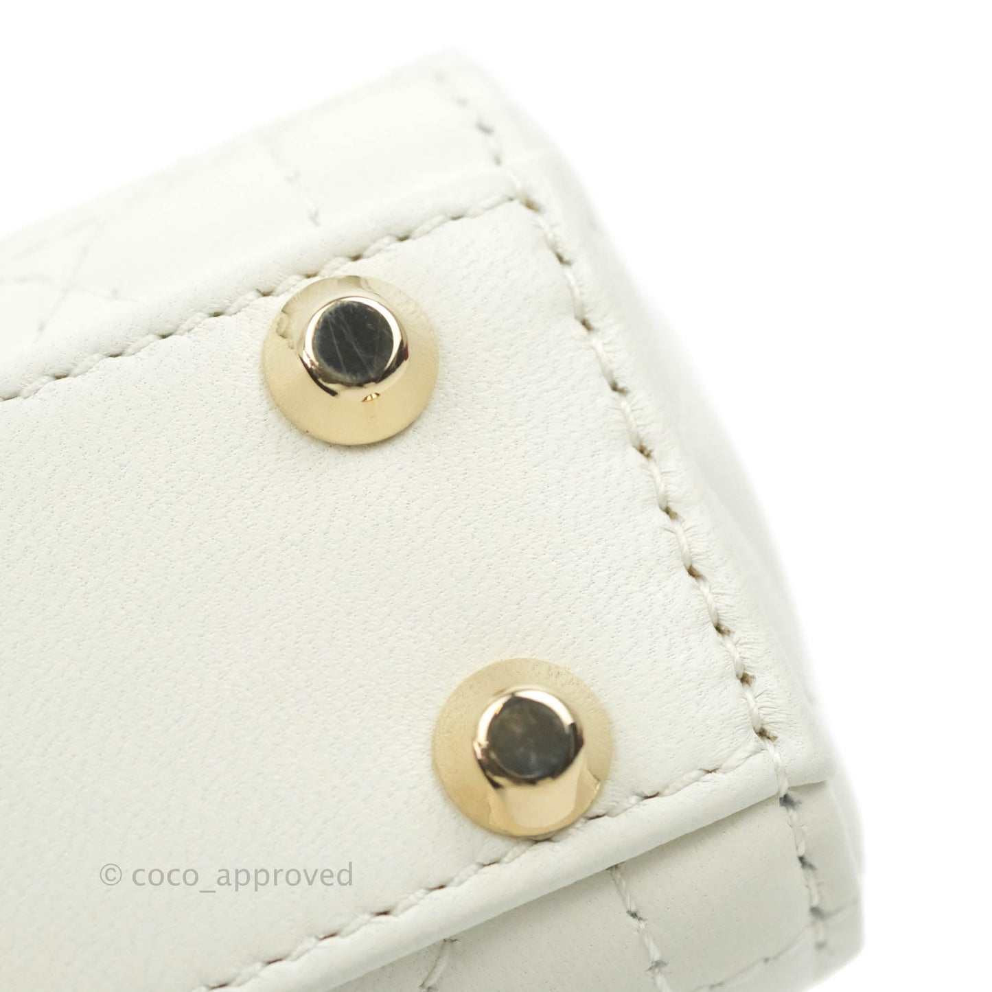 Christian Dior Micro Lady Dior Cannage Ivory White Lambskin Gold Hardware
