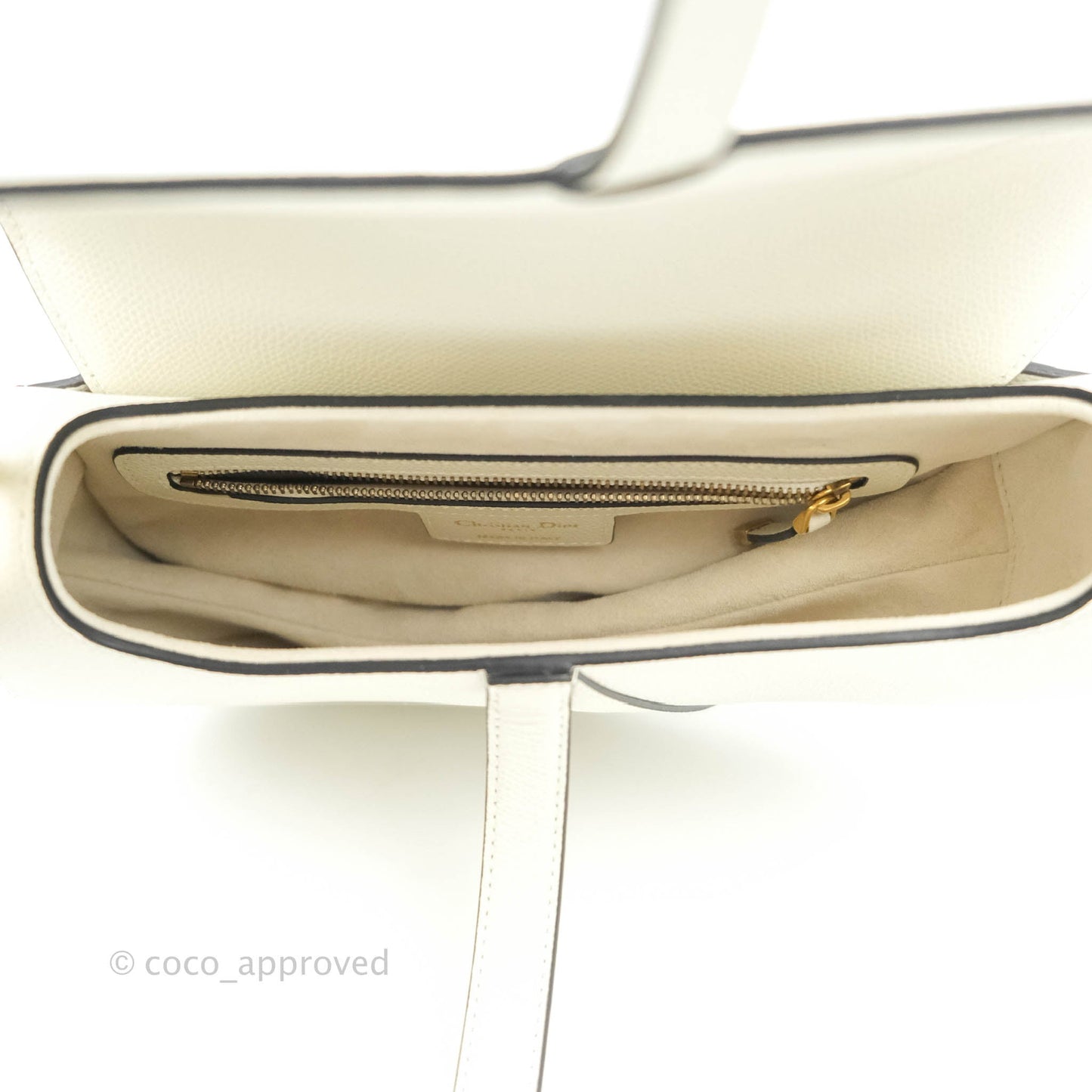 Christian Dior Saddle Bag White Grained Calfskin Gold Hardware