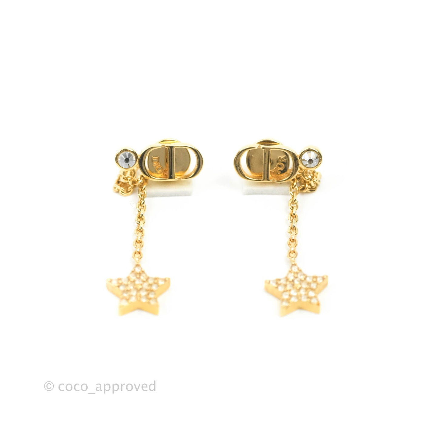 Christian Dior Crystal Star CD Long Drop Earrings