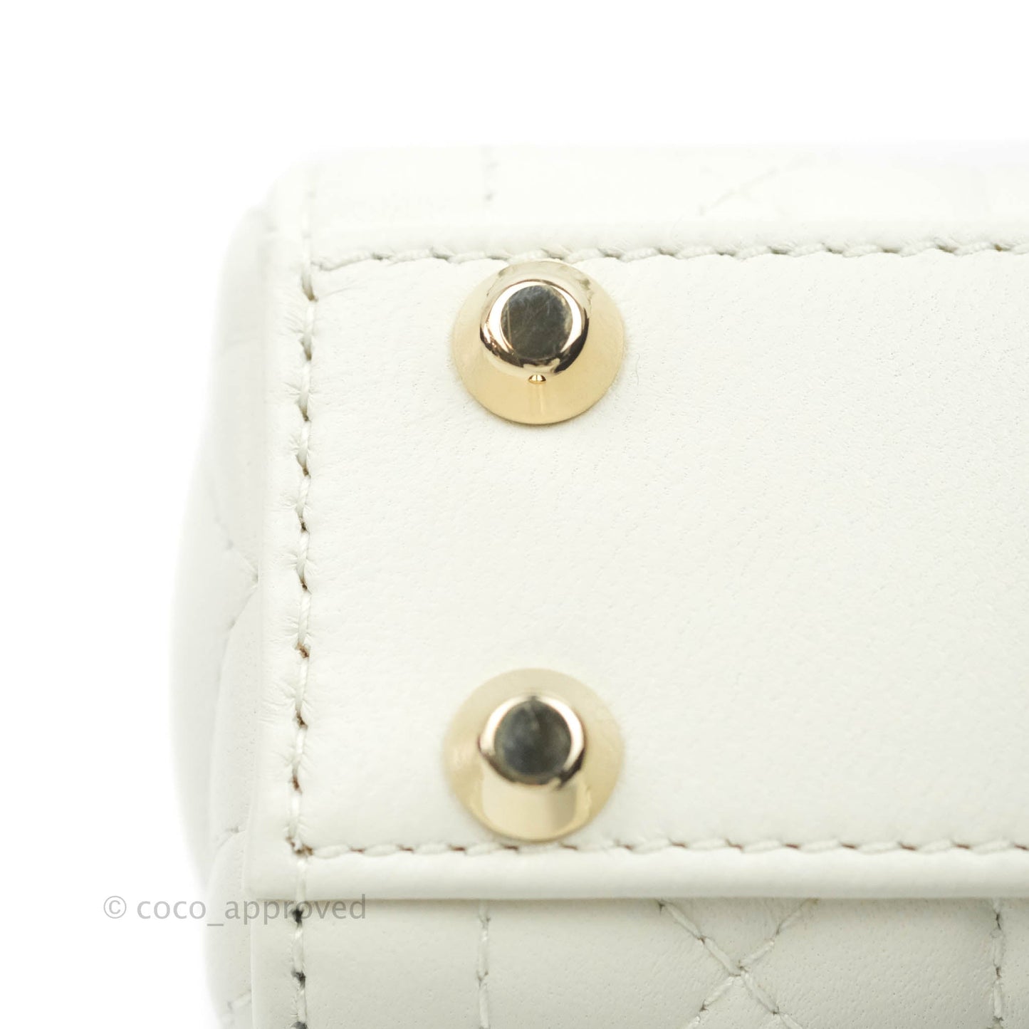 Christian Dior Micro Lady Dior Cannage Ivory White Lambskin Gold Hardware
