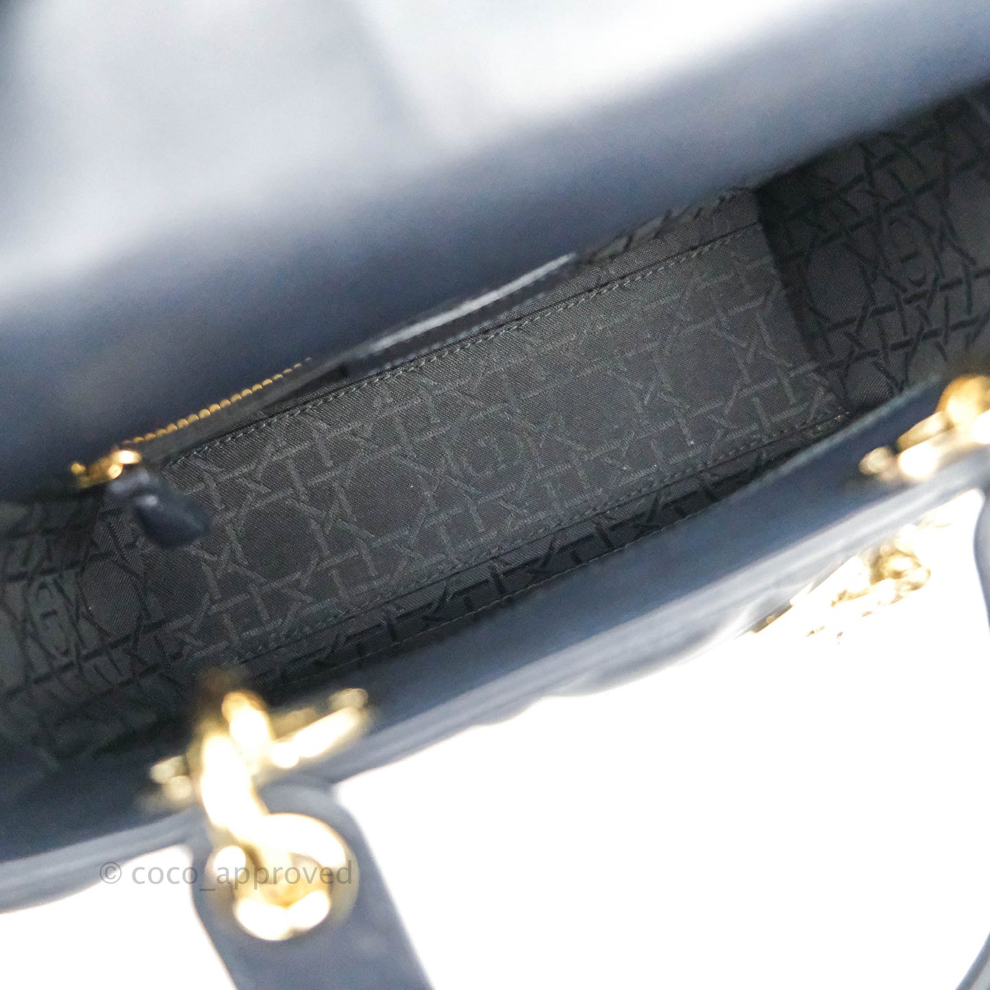 Christian Dior My ABCDior Lady Dior Navy Lambskin Gold Hardware with Twilly