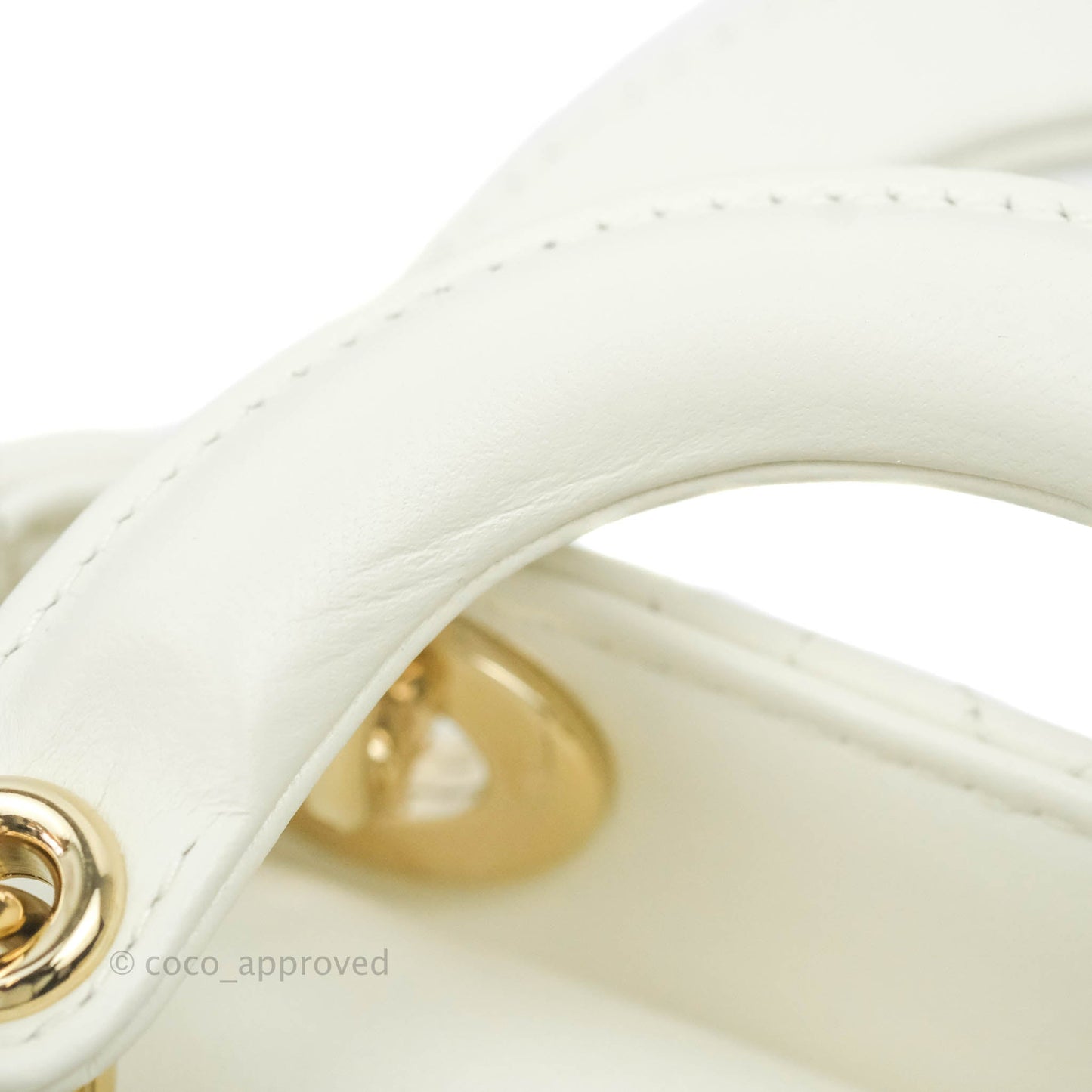 Christian Dior Micro Lady Dior Cannage Ivory White Lambskin Gold Hardware
