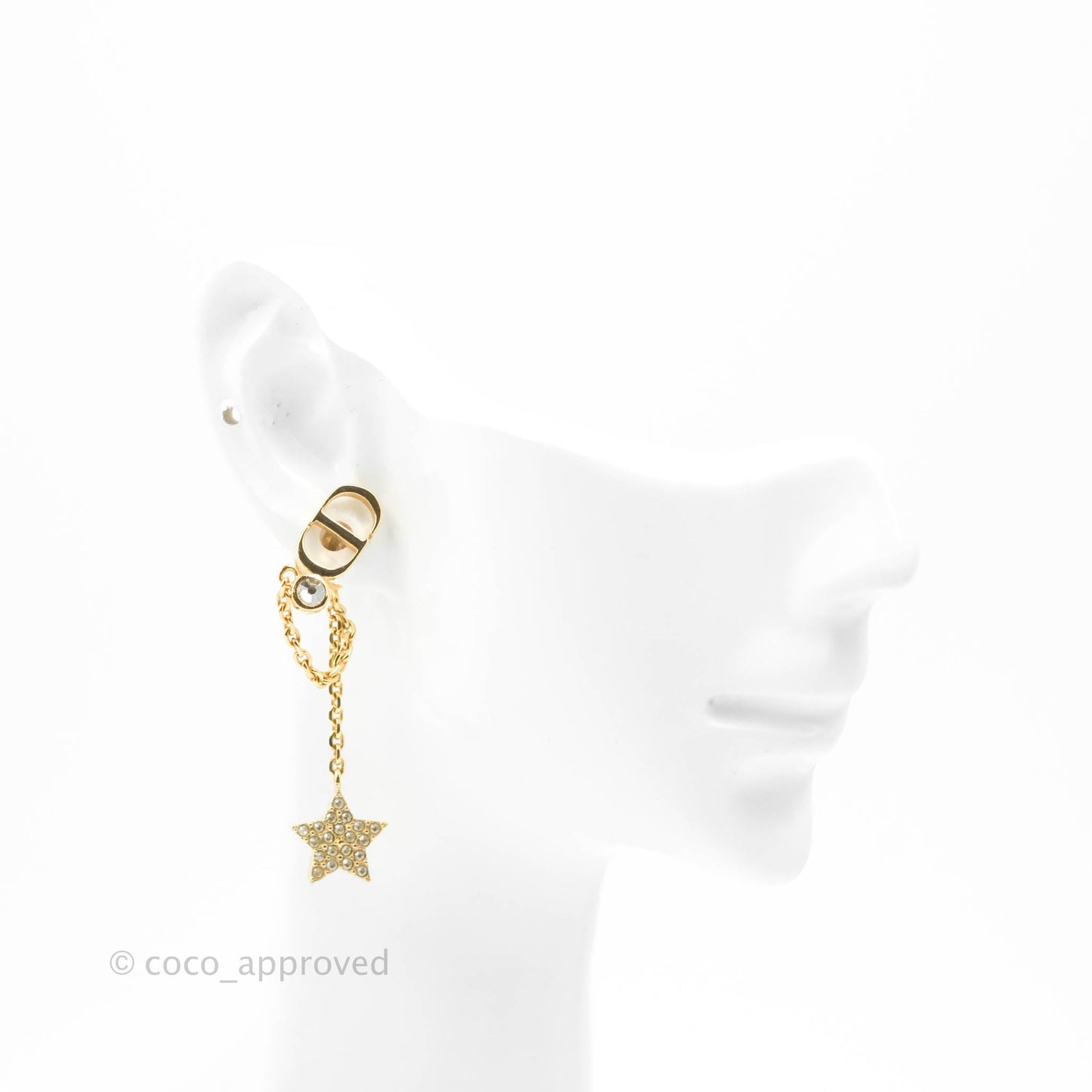 Christian Dior Crystal Star CD Long Drop Earrings