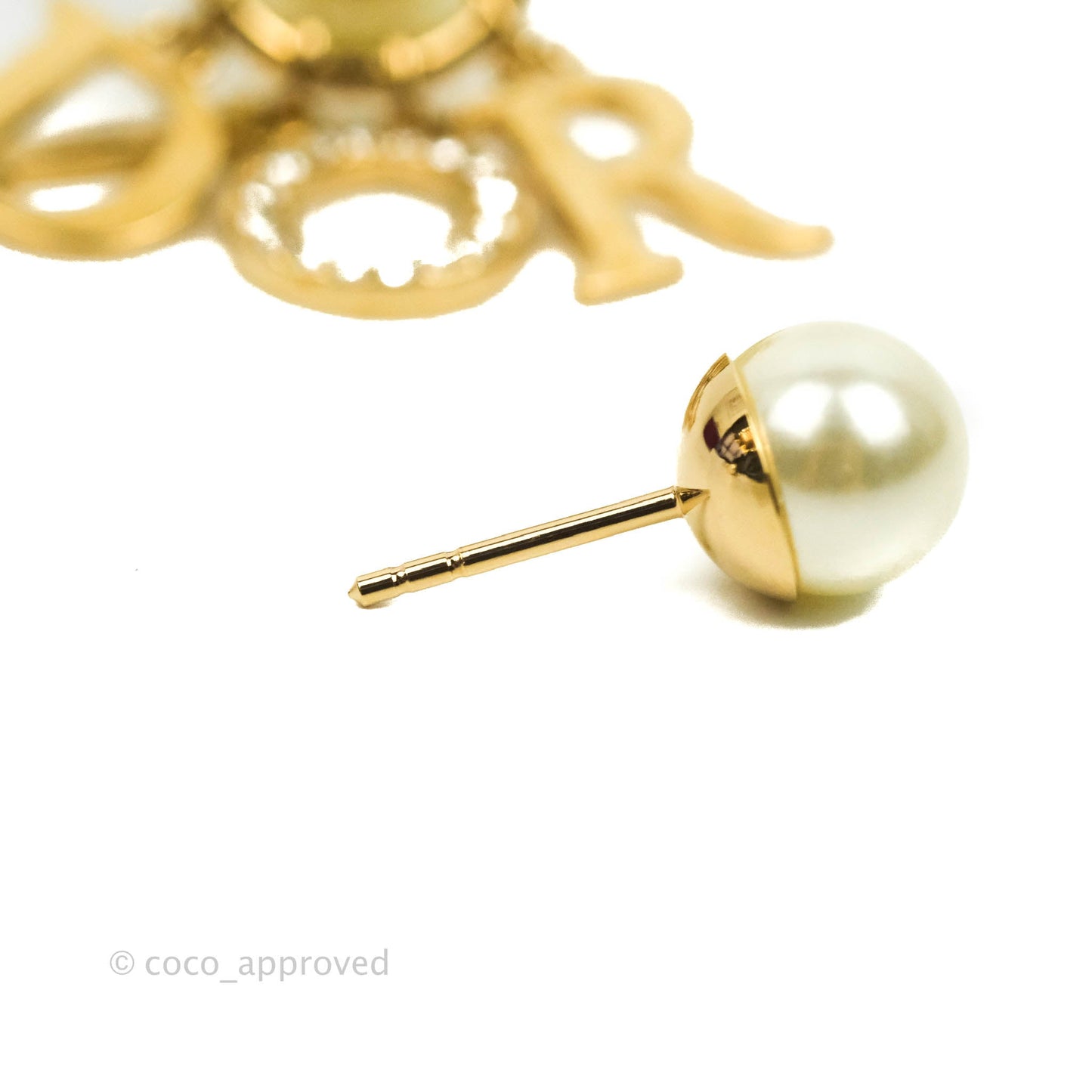 Dior Tribales Pearl Crystal D.I.O.R. Earrings Gold Tone