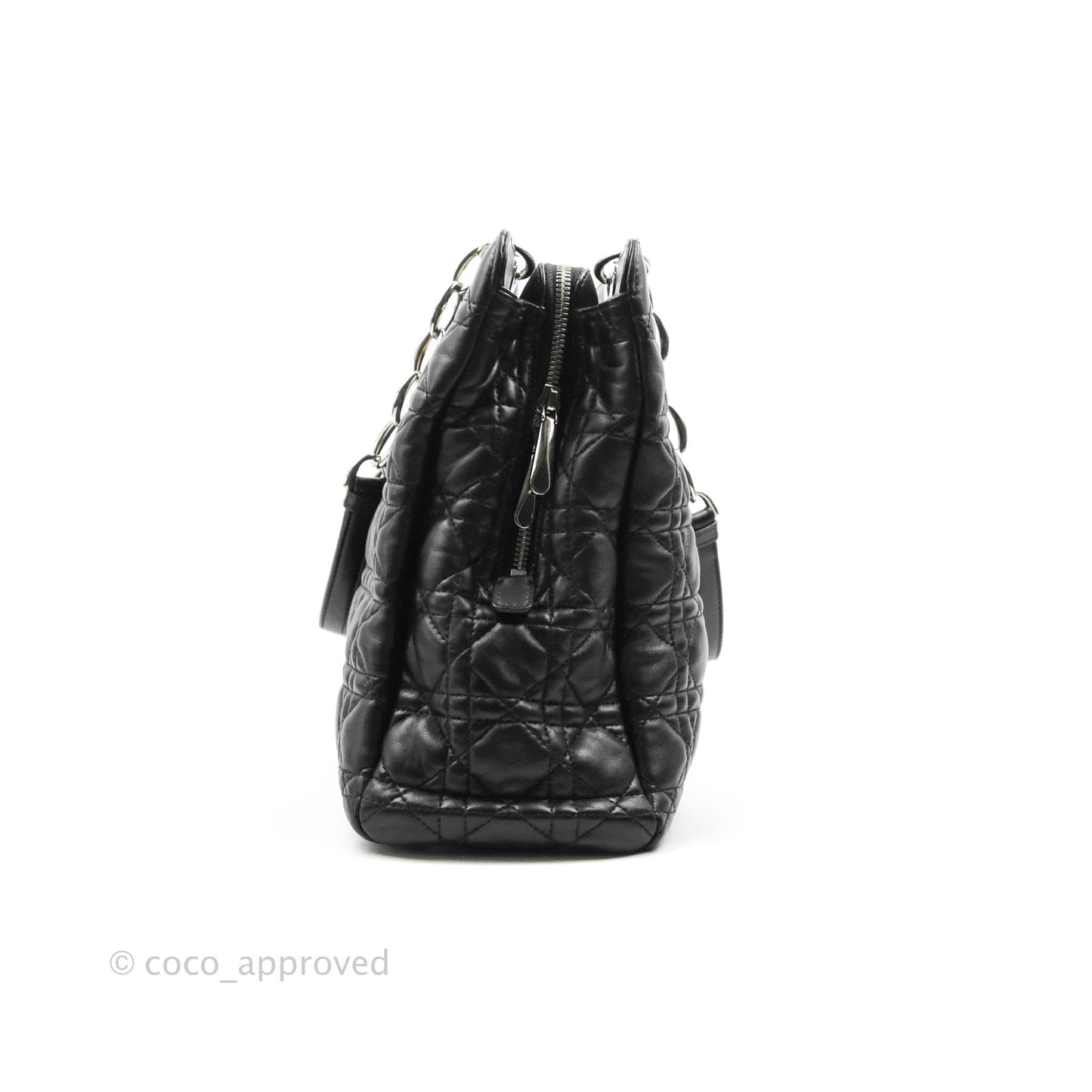Christian Dior Lambskin Cannage Large Soft Shopping Tote Black
