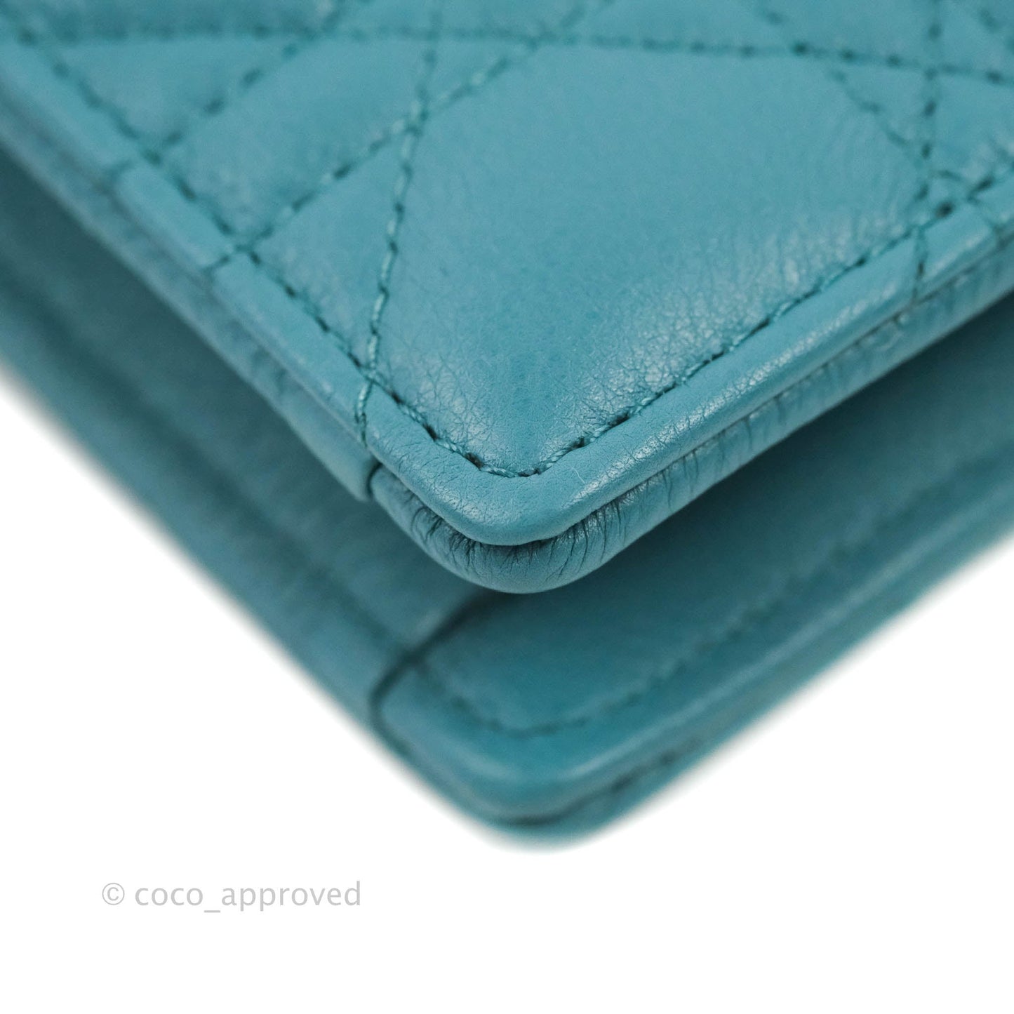 Dior Caro Zipped Pouch With Chain Azure Blue Supple Cannage Calfskin