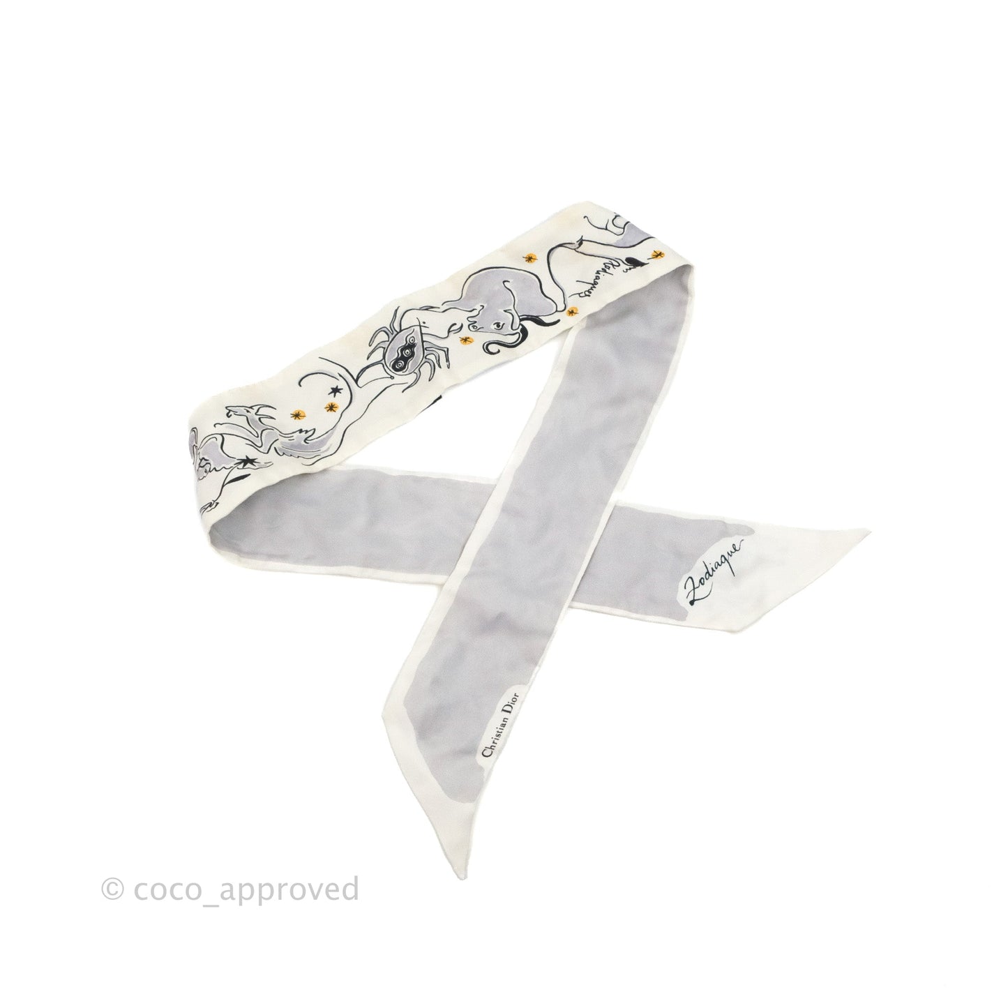 Christian Dior Zodiaque Silk Twilly Ivory