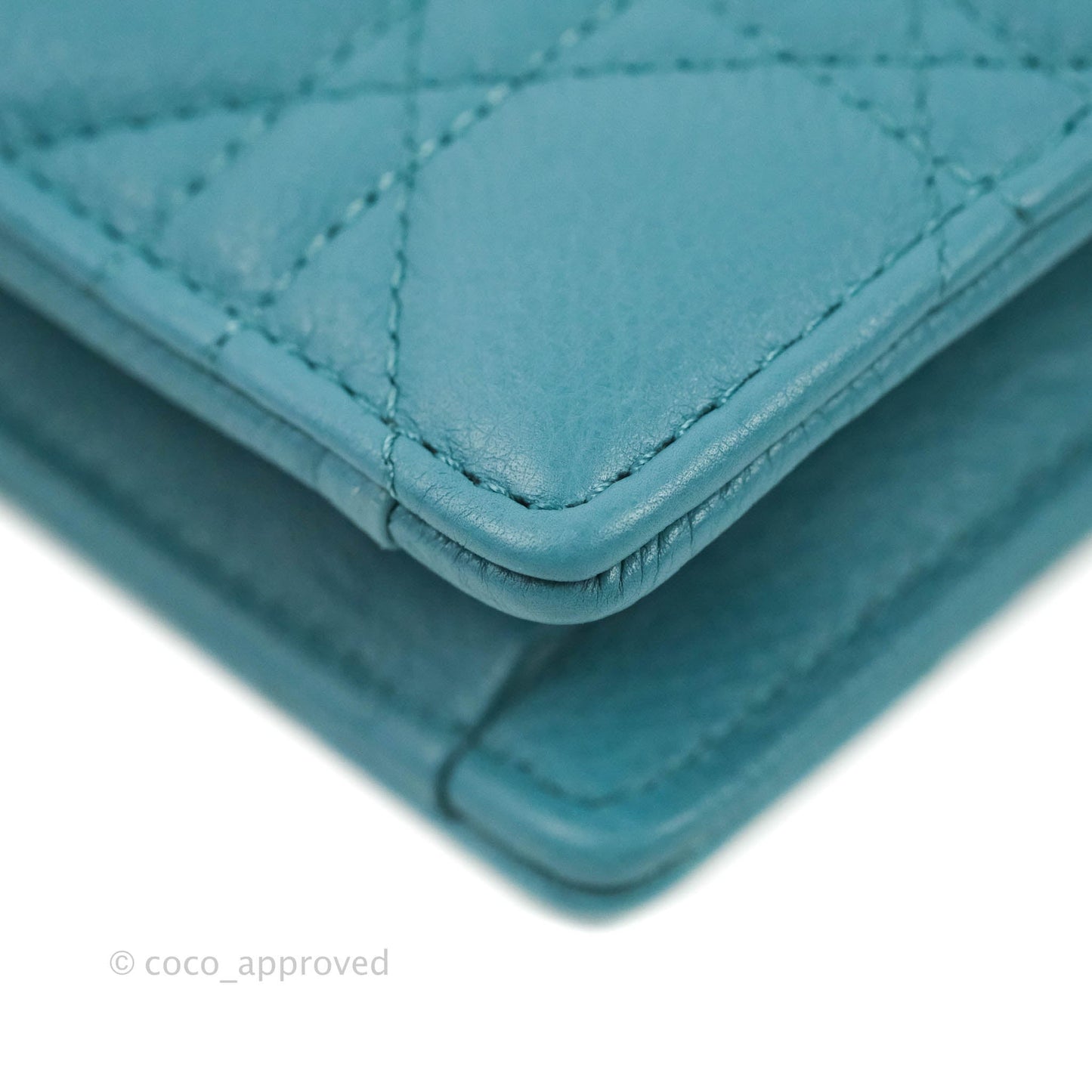 Dior Caro Zipped Pouch With Chain Azure Blue Supple Cannage Calfskin