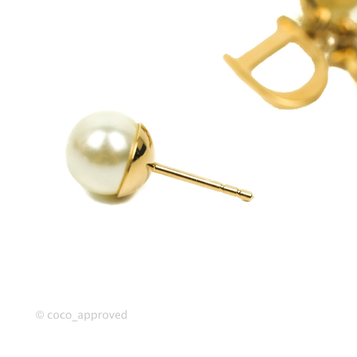 Dior Tribales Pearl Crystal D.I.O.R. Earrings Gold Tone