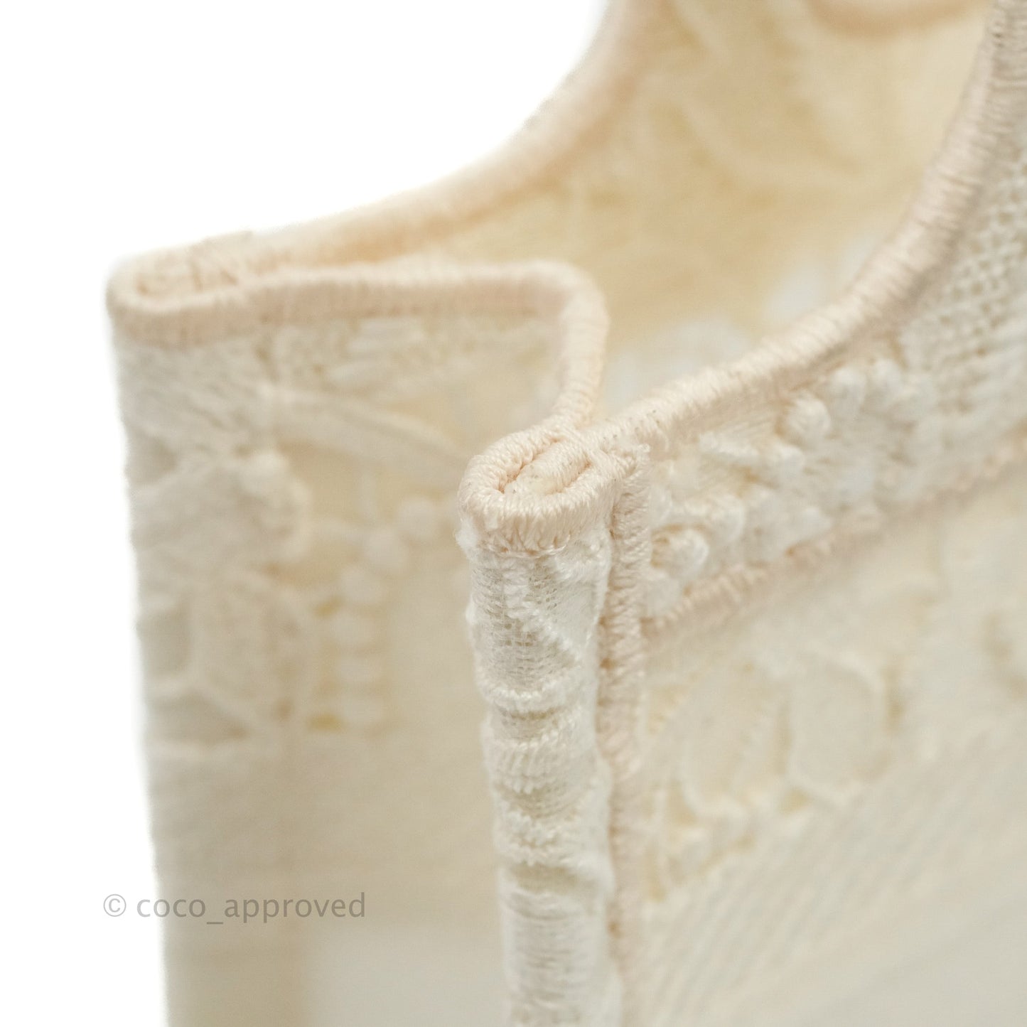 Dior Mini Book Tote Natural Macramé-Effect Embroidery