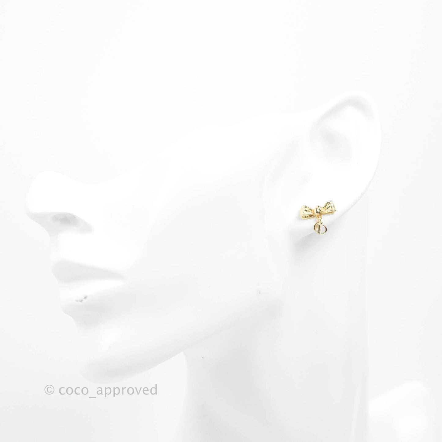 Christian Dior CD Bow Earrings Gold Tone