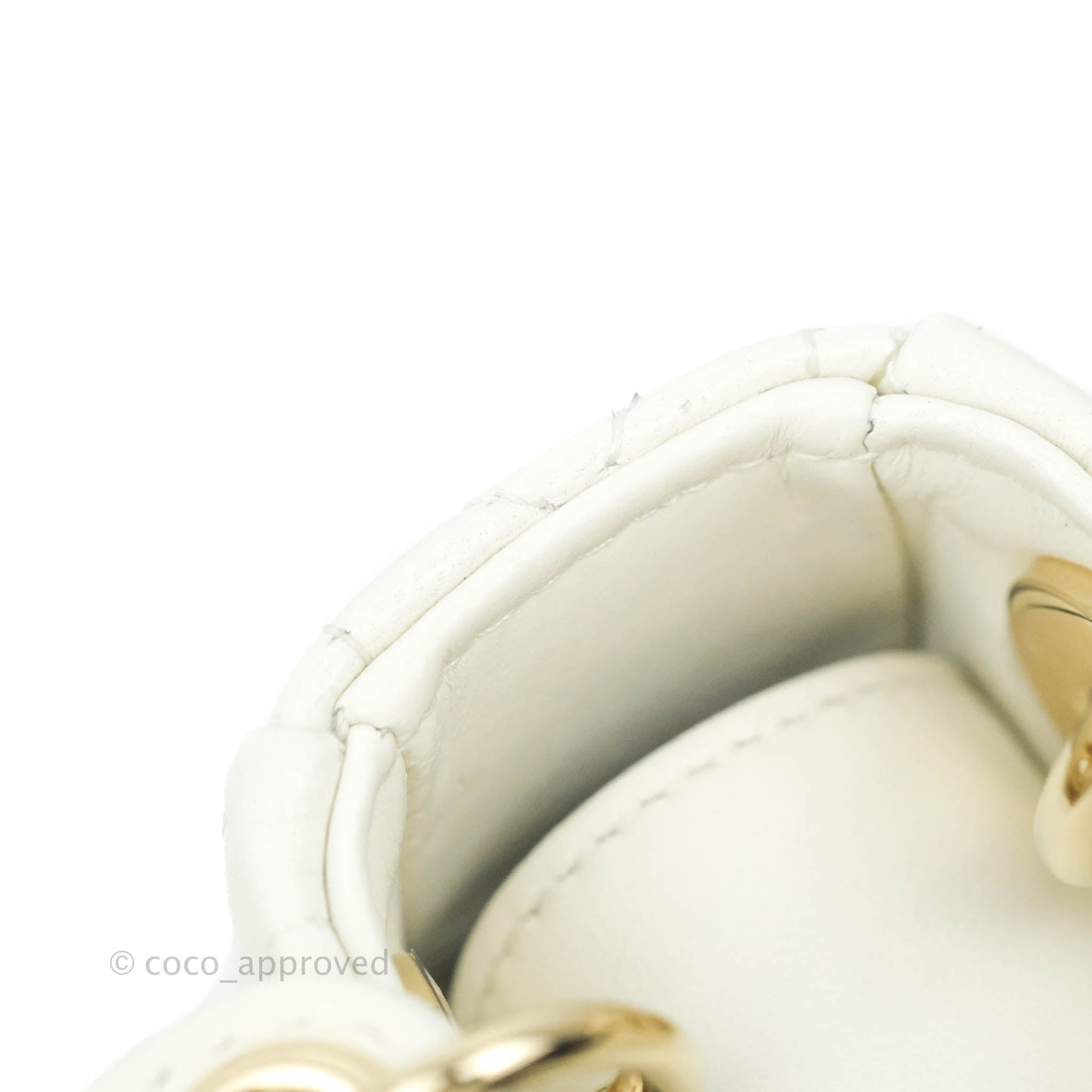 Christian Dior Micro Lady Dior Cannage Ivory White Lambskin Gold Hardware