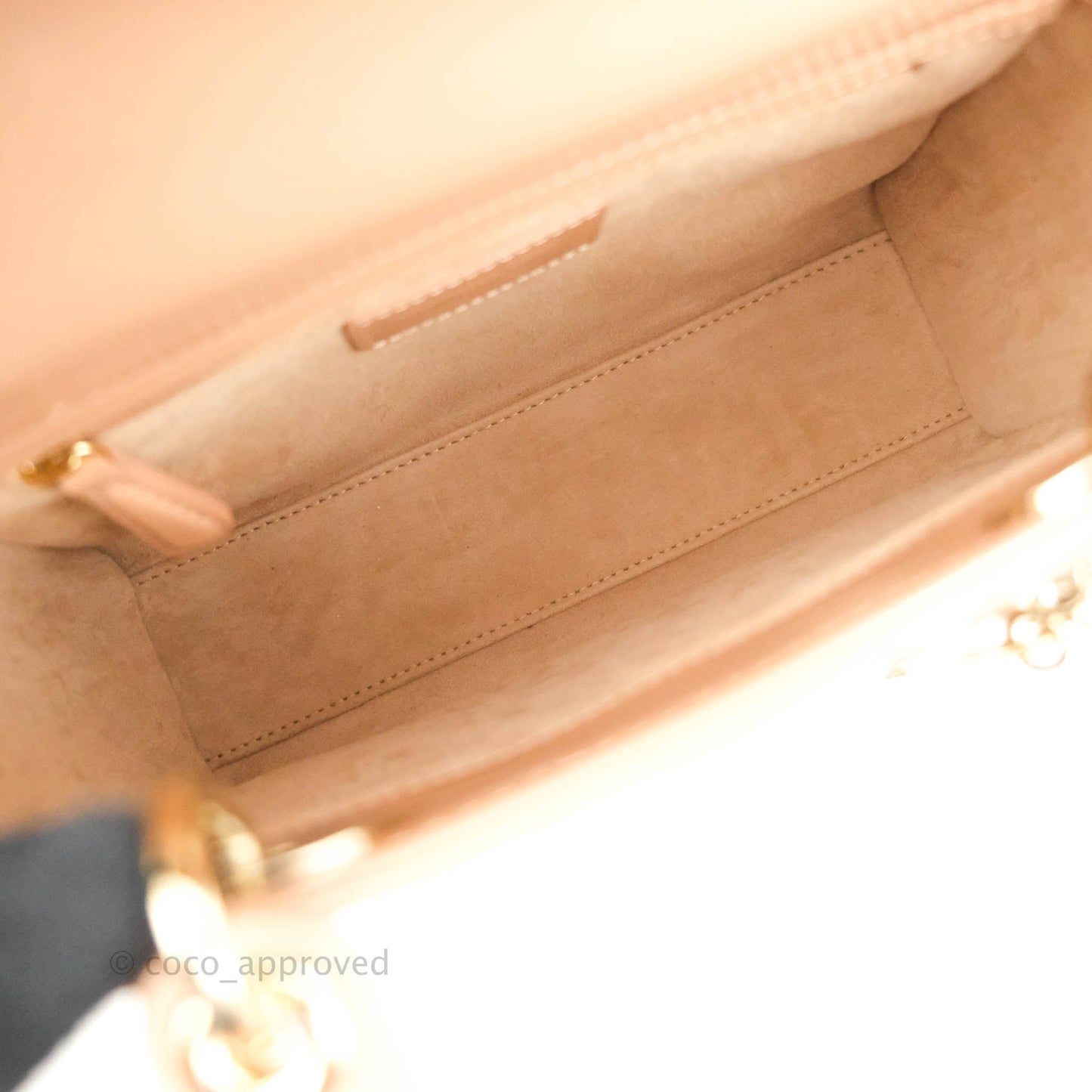 Christian Dior Lady Dior Beige Pink Patent Gold Hardware