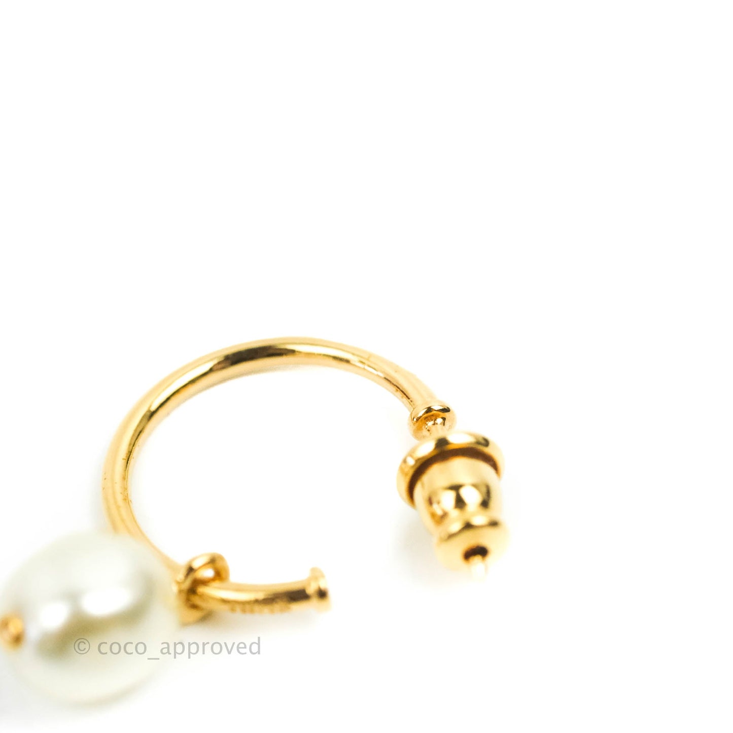 Christian Dior Petit CD Crystal Pearl Drop Earrings Gold Tone