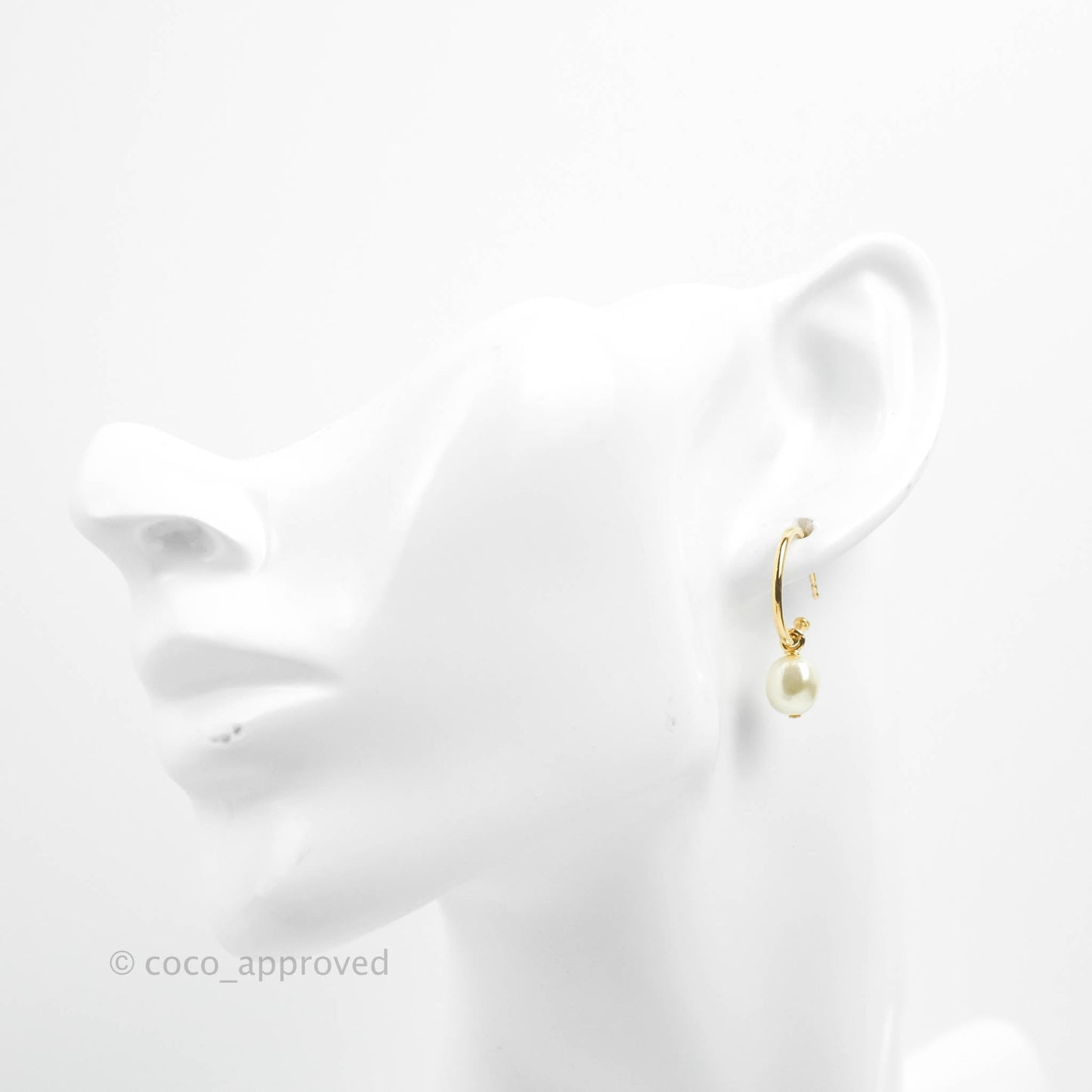 Christian Dior Petit CD Crystal Pearl Drop Earrings Gold Tone
