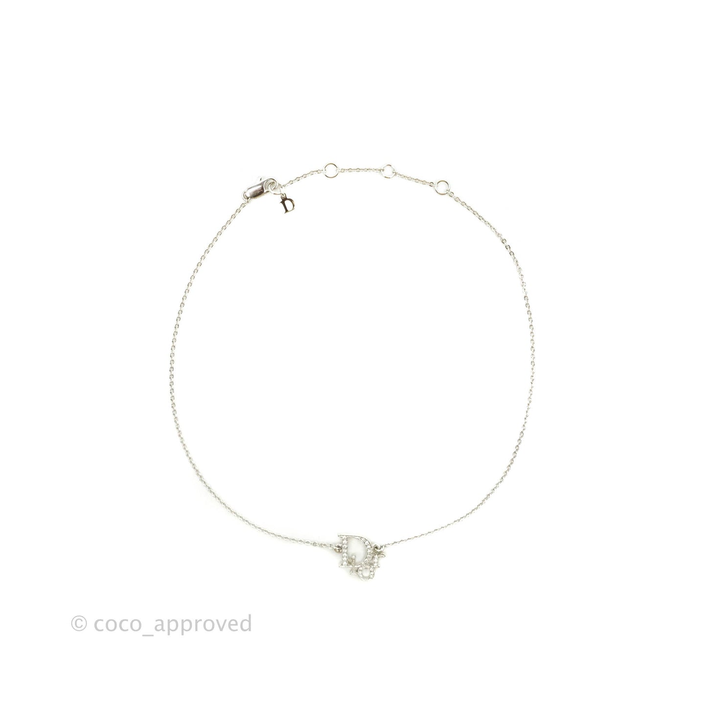 Christian Dior Crystal Oblique Necklace Silver Tone