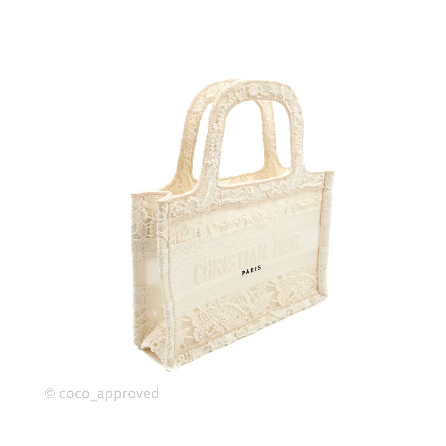 Dior Mini Book Tote Natural Macramé-Effect Embroidery