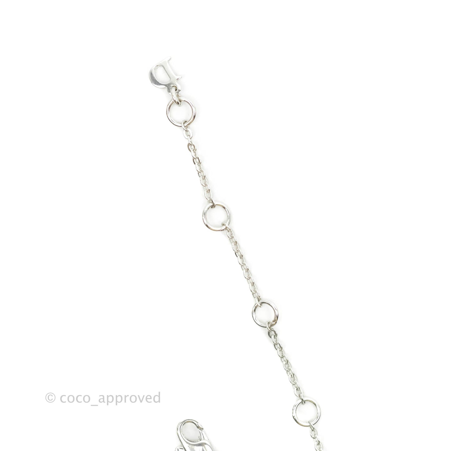 Christian Dior Crystal Oblique Necklace Silver Tone