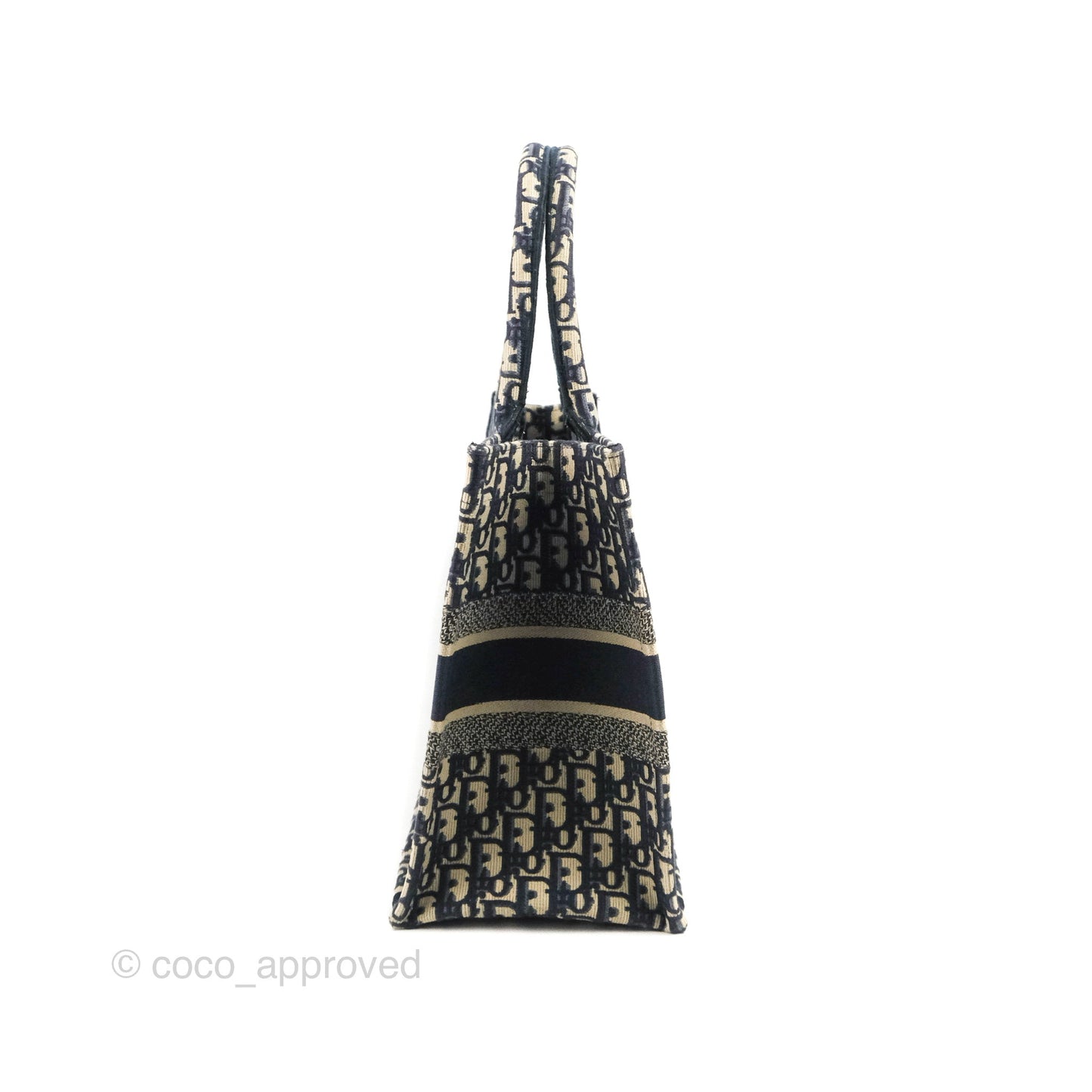 Christian Dior Medium Blue (Old Small) Dior Oblique Embroidery Canvas Book Tote