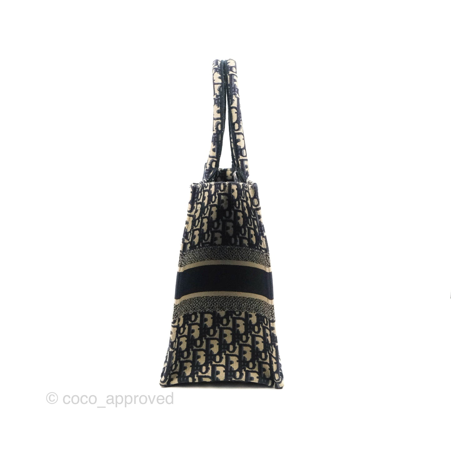 Christian Dior Medium Blue (Old Small) Dior Oblique Embroidery Canvas Book Tote