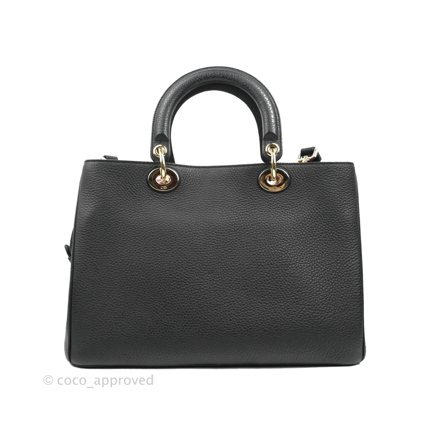 Christian Dior Medium Diorissimo Bag Black Fuchsia Grained Calfskin Gold Hardware