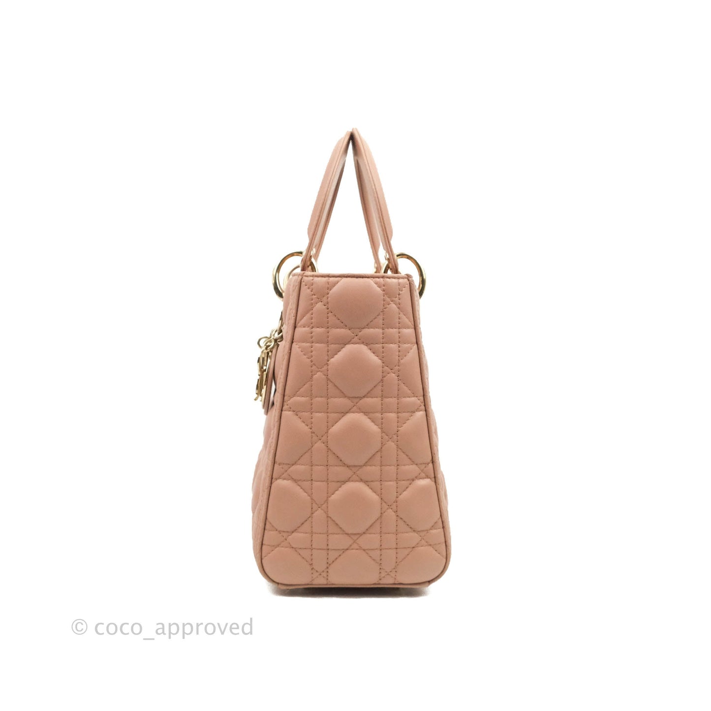 Christian Dior Medium Lady Dior Fard Blush Lambskin Gold Hardware