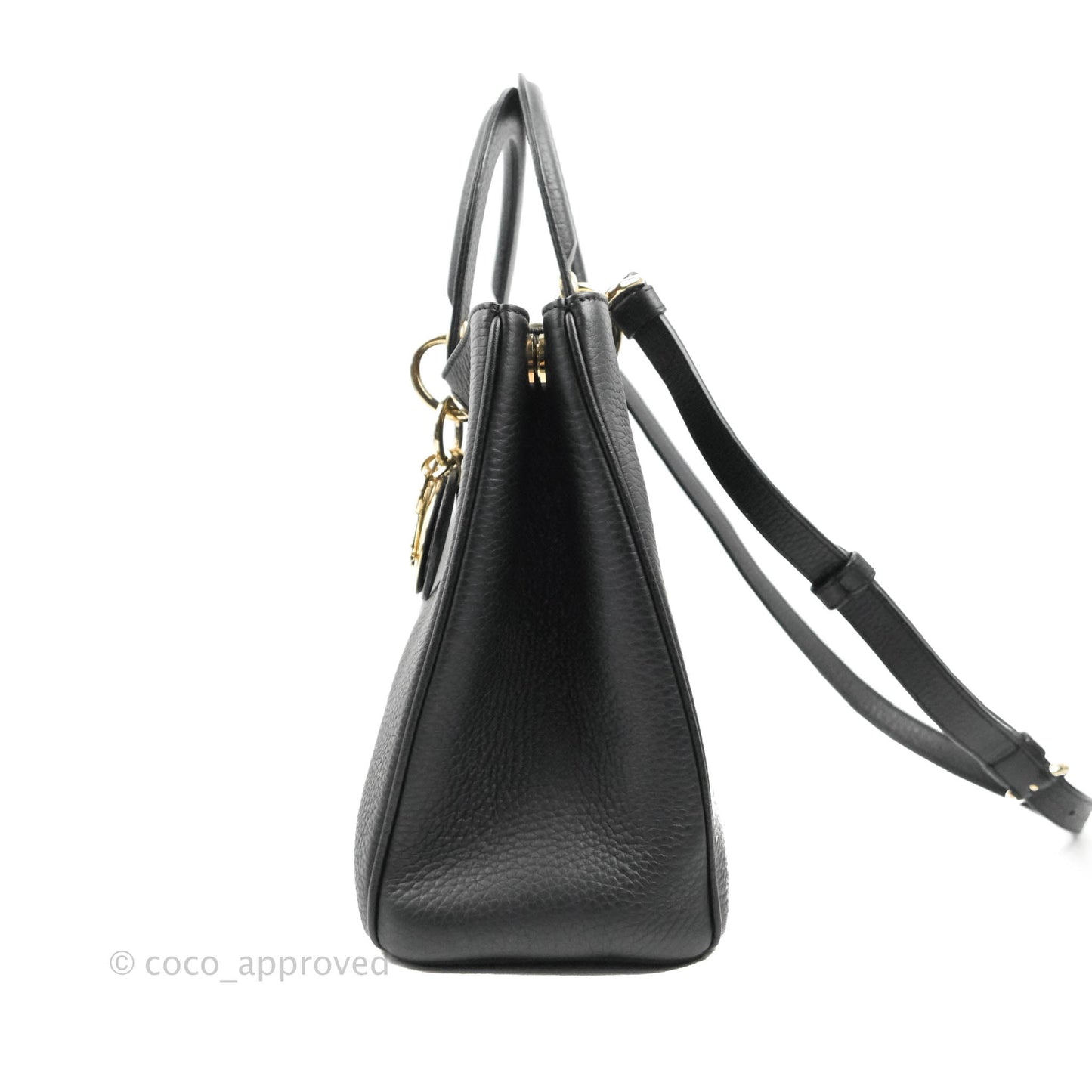 Christian Dior Medium Diorissimo Bag Black Fuchsia Grained Calfskin Gold Hardware