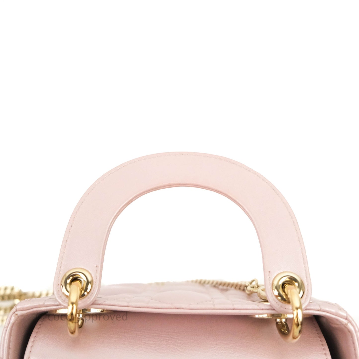 Christian Dior Cannage Mini Lady Dior Iridescent Light Pink Gold Hardware