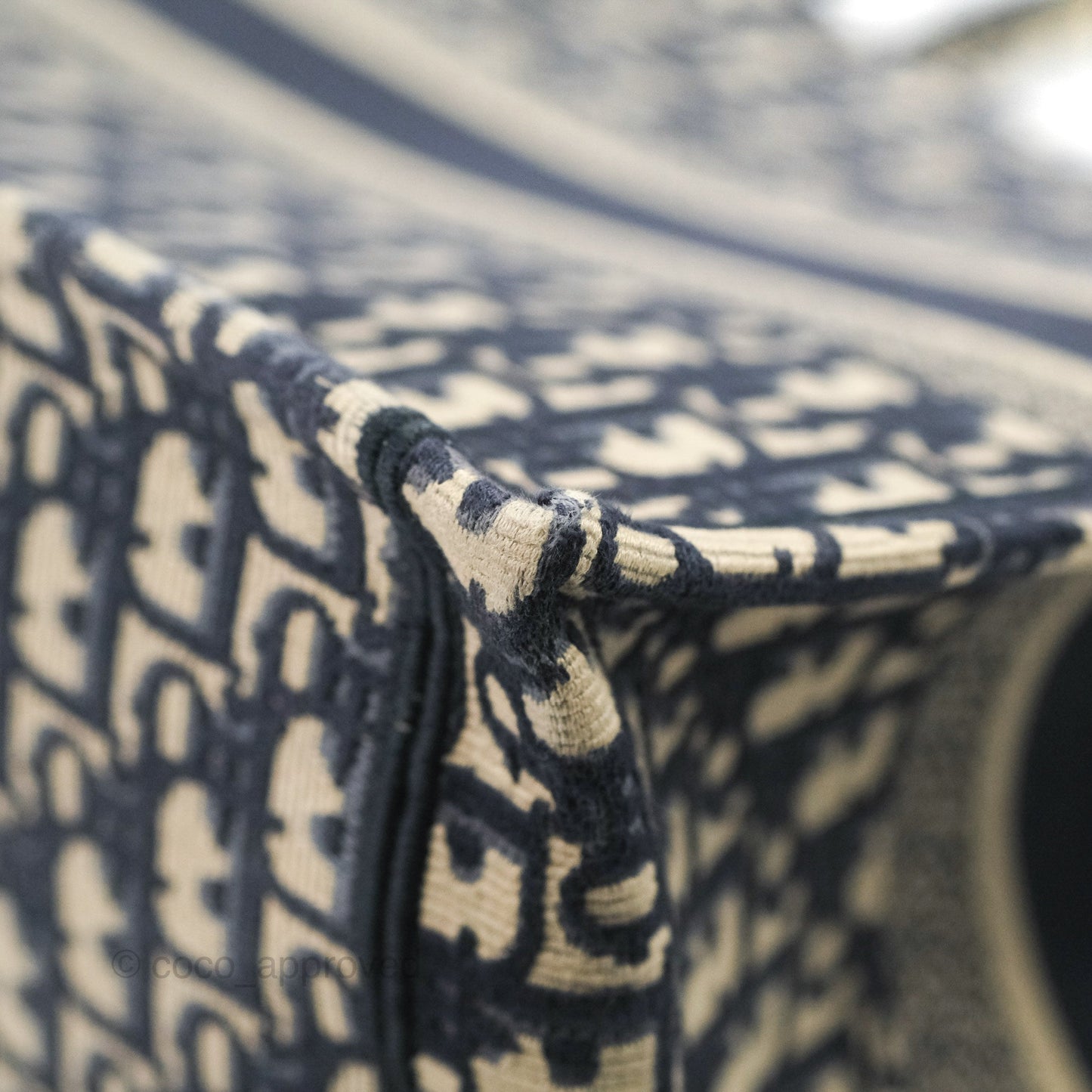 Christian Dior Medium Blue (Old Small) Dior Oblique Embroidery Canvas Book Tote