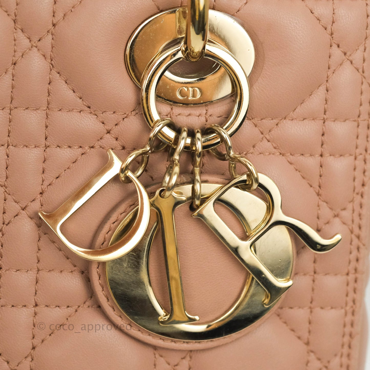 Christian Dior Medium Lady Dior Fard Blush Lambskin Gold Hardware