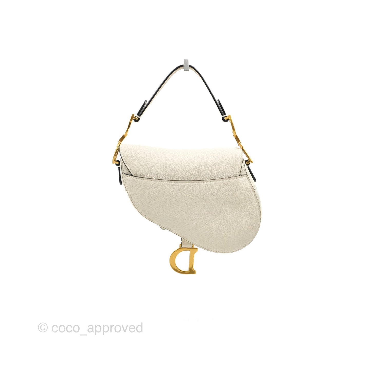 Christian Dior Mini Saddle Bag White Grained Calfskin Gold Hardware
