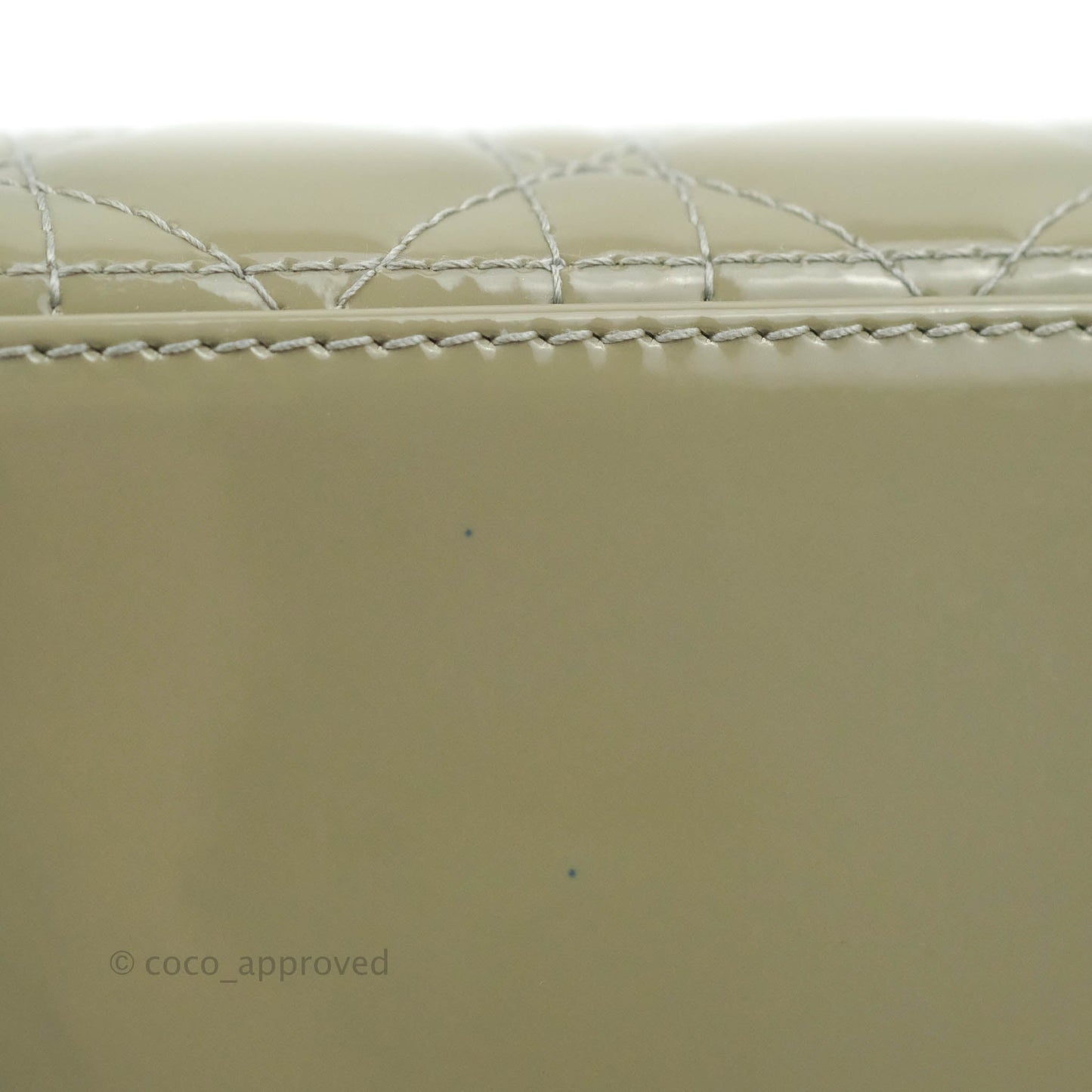 Christian Dior Medium Lady Dior Light Olive Patent Leather Silver Hardware