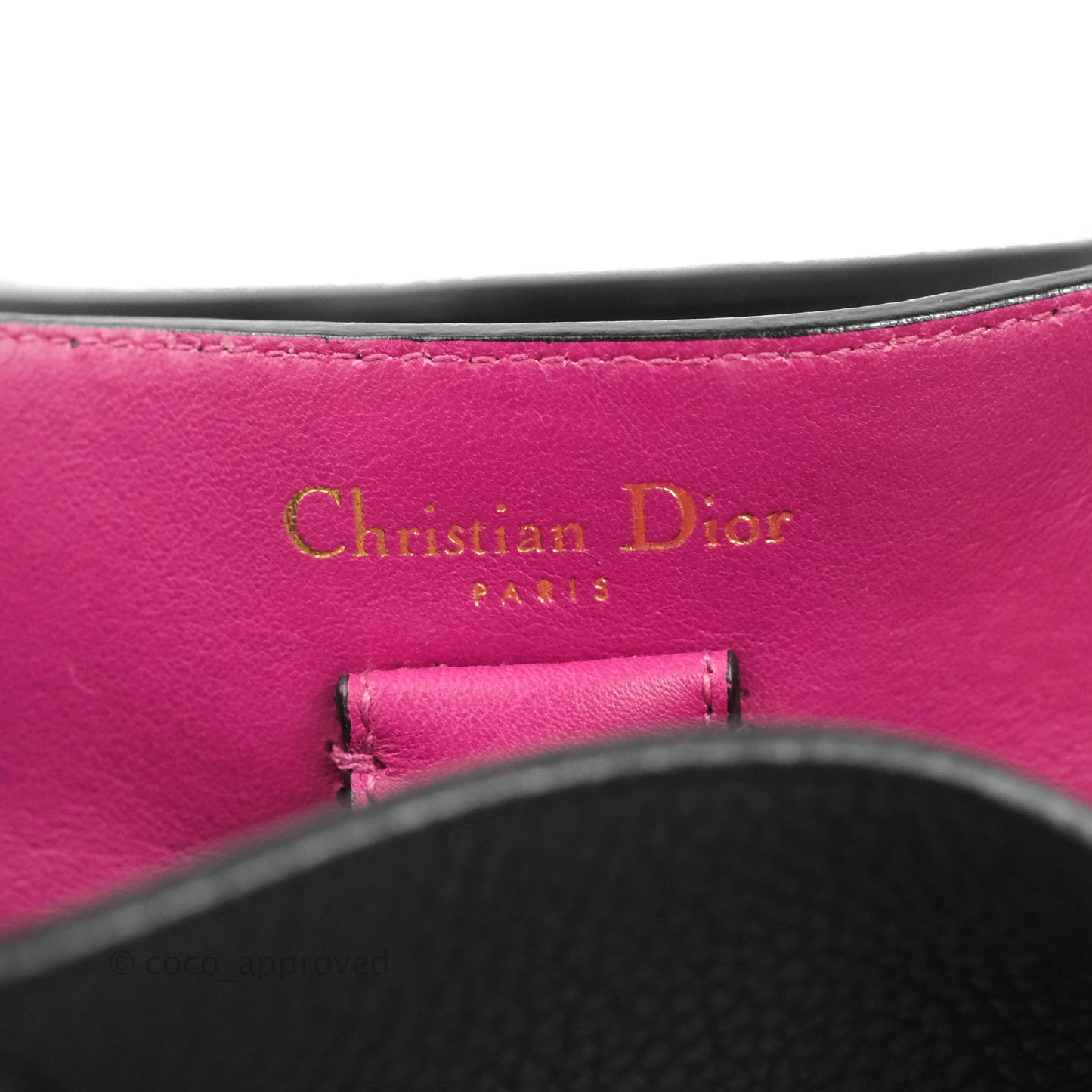 Christian Dior Medium Diorissimo Bag Black Fuchsia Grained Calfskin Gold Hardware