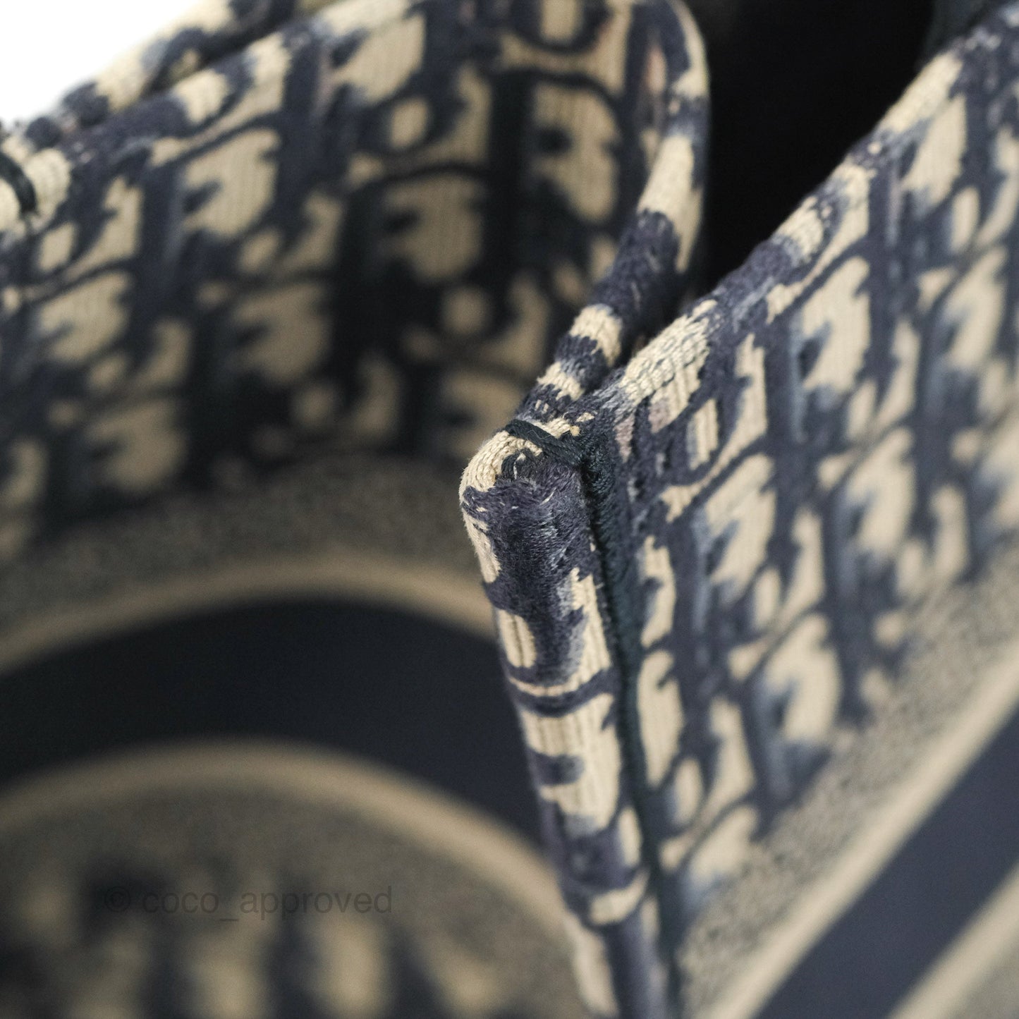 Christian Dior Medium Blue (Old Small) Dior Oblique Embroidery Canvas Book Tote