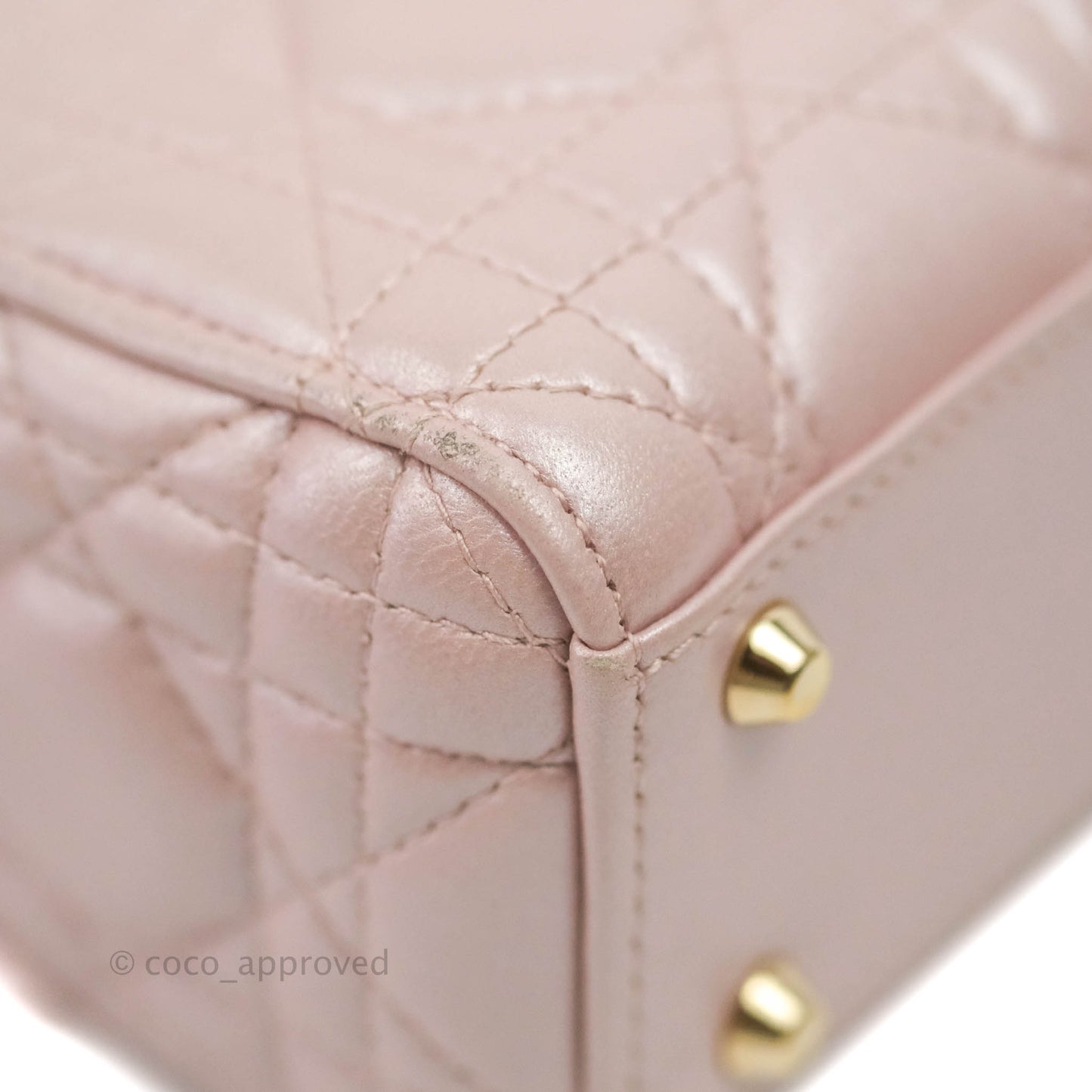 Christian Dior Cannage Mini Lady Dior Iridescent Light Pink Gold Hardware