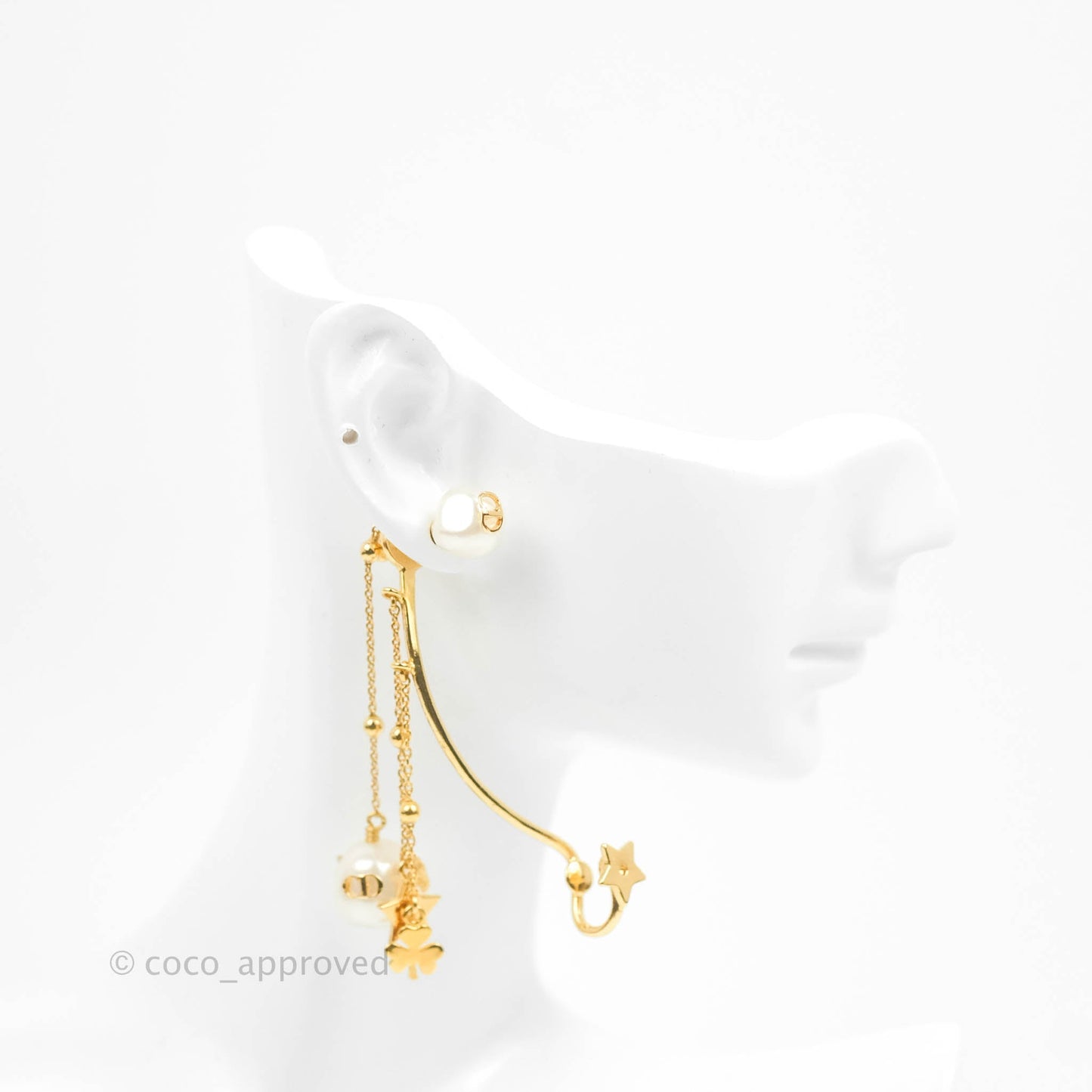 Christian Dior Perles De Désir Ladies Yellow Gold Long Drop Single Detachable Earring