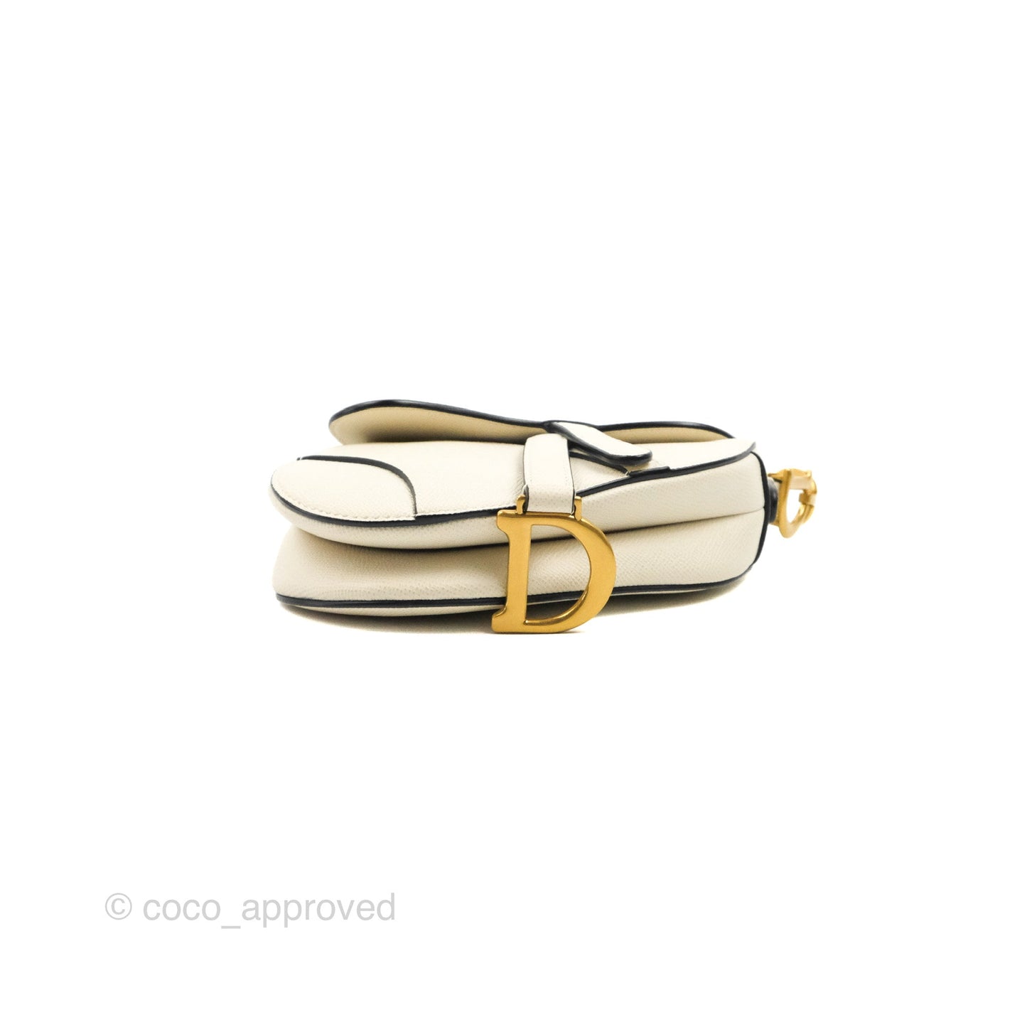 Christian Dior Mini Saddle Bag White Grained Calfskin Gold Hardware