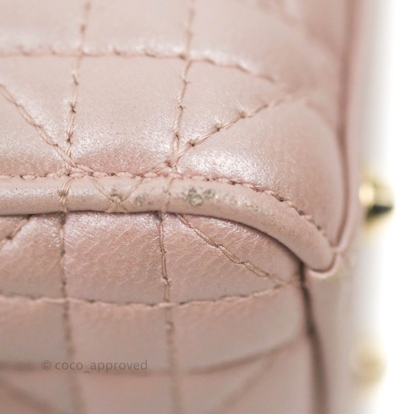 Christian Dior Cannage Mini Lady Dior Iridescent Light Pink Gold Hardware