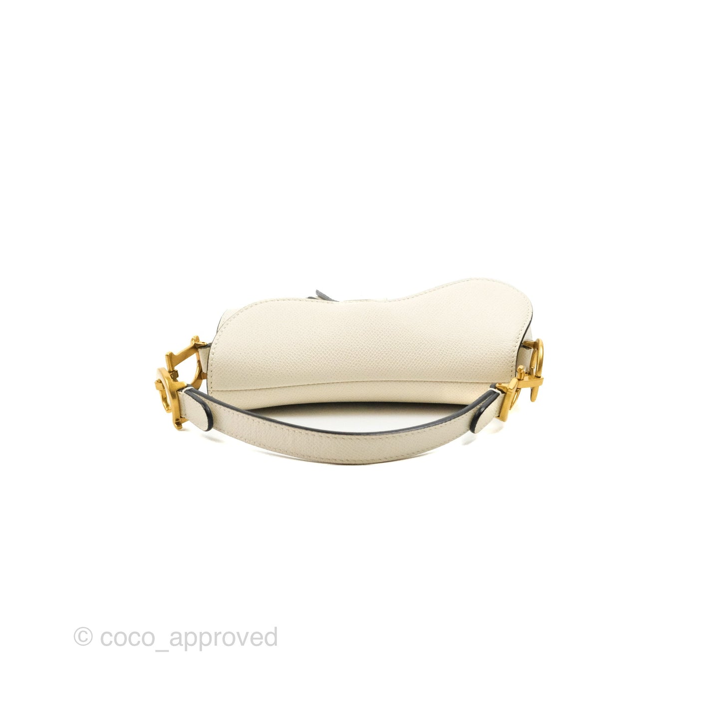 Christian Dior Mini Saddle Bag White Grained Calfskin Gold Hardware