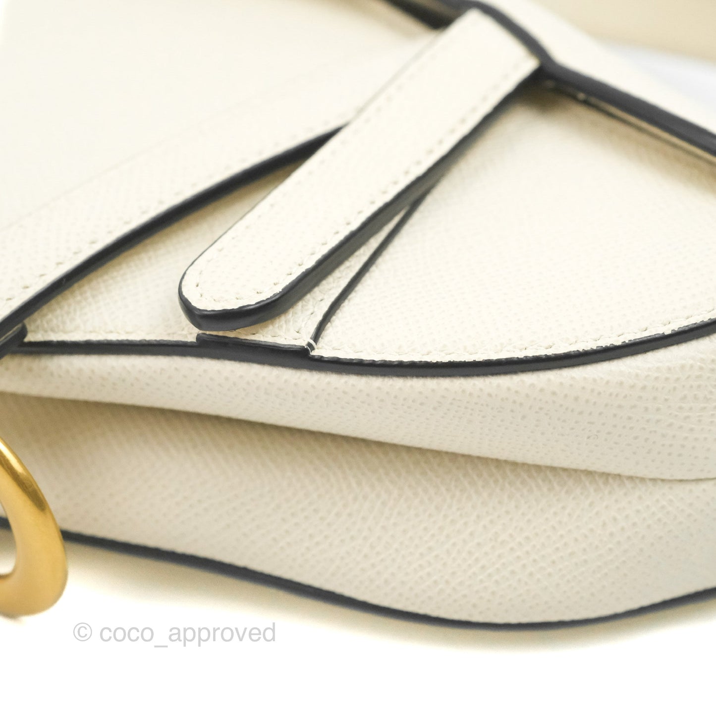 Christian Dior Mini Saddle Bag White Grained Calfskin Gold Hardware